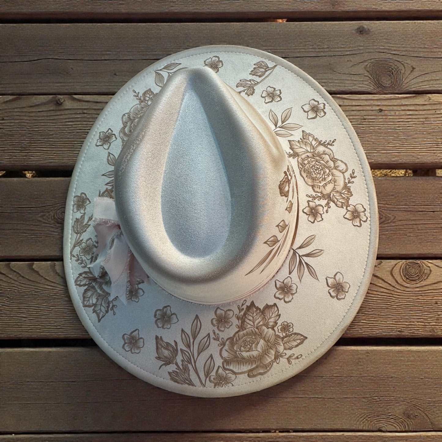 Fleur de Rose - Burned Wide Brim Fedora