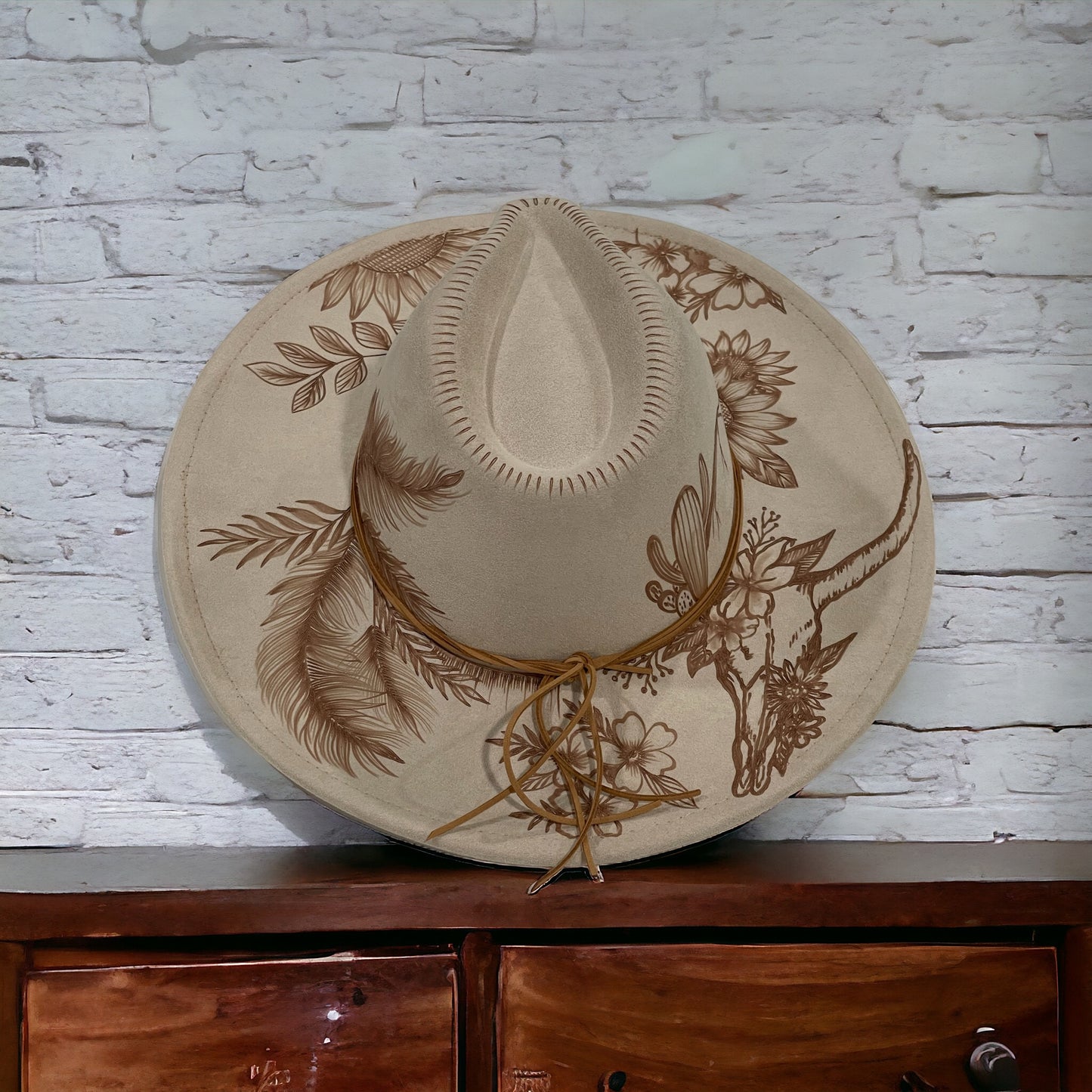Boho Luxe - Burned Wide Brim Hat