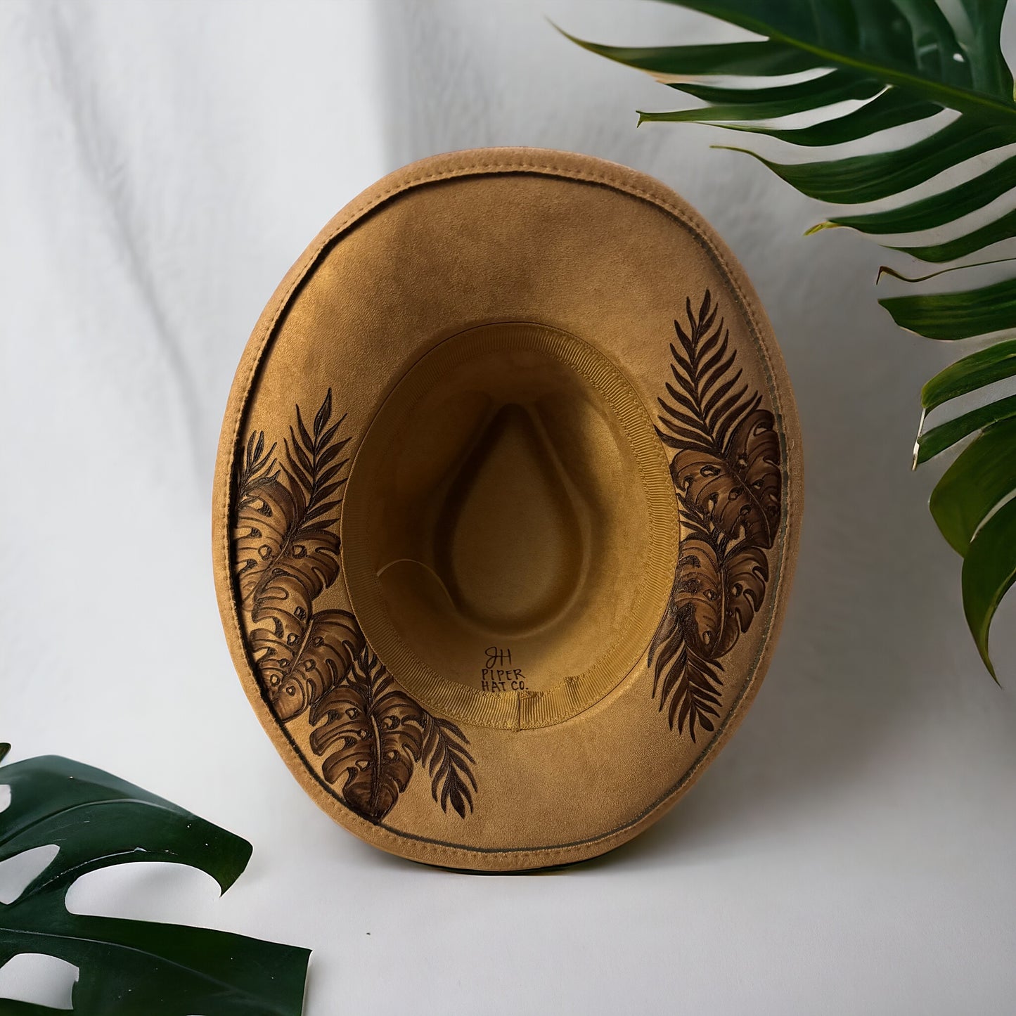 Monsteras- Burned Small Brim Cowboy Style Hat