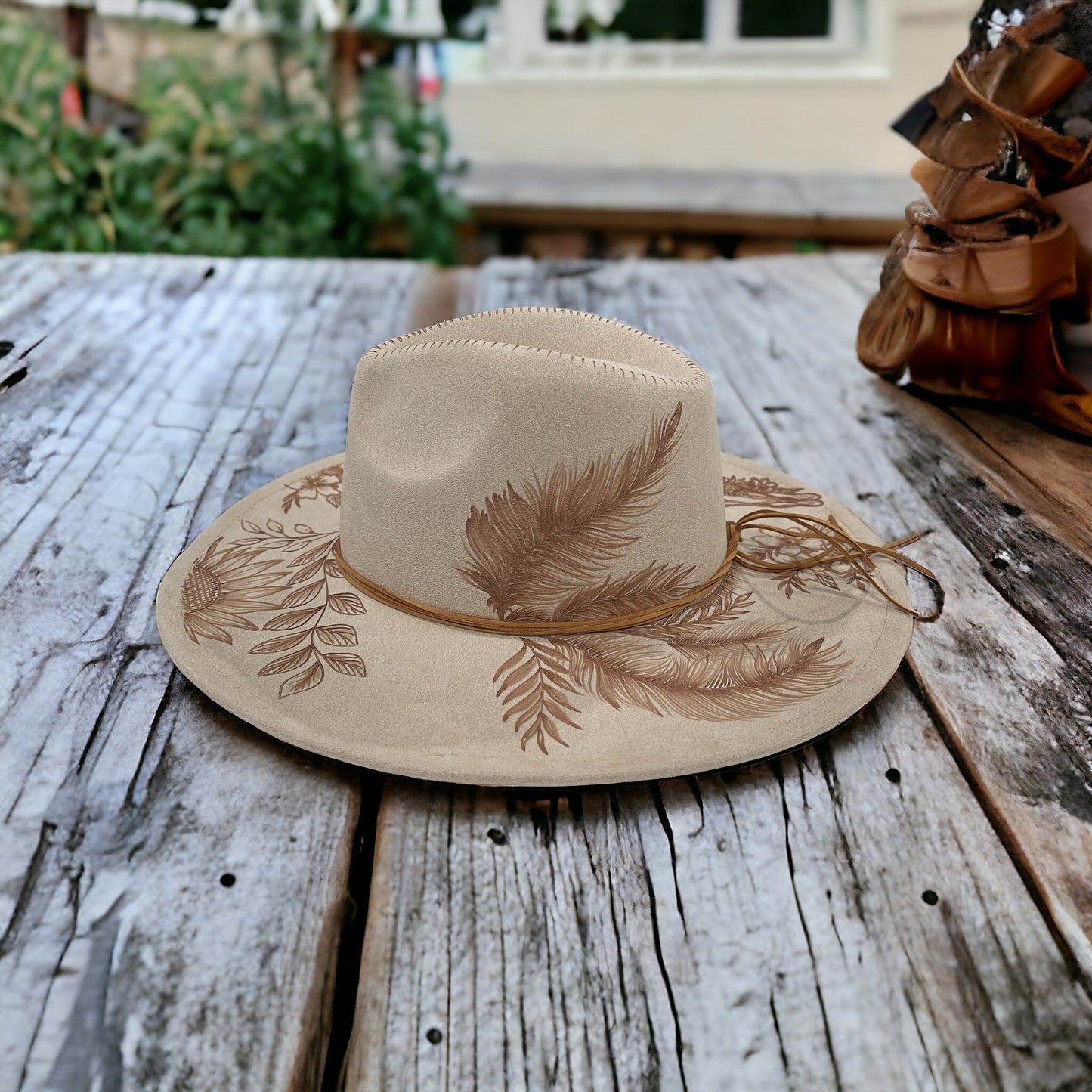 Boho Luxe - Burned Wide Brim Hat