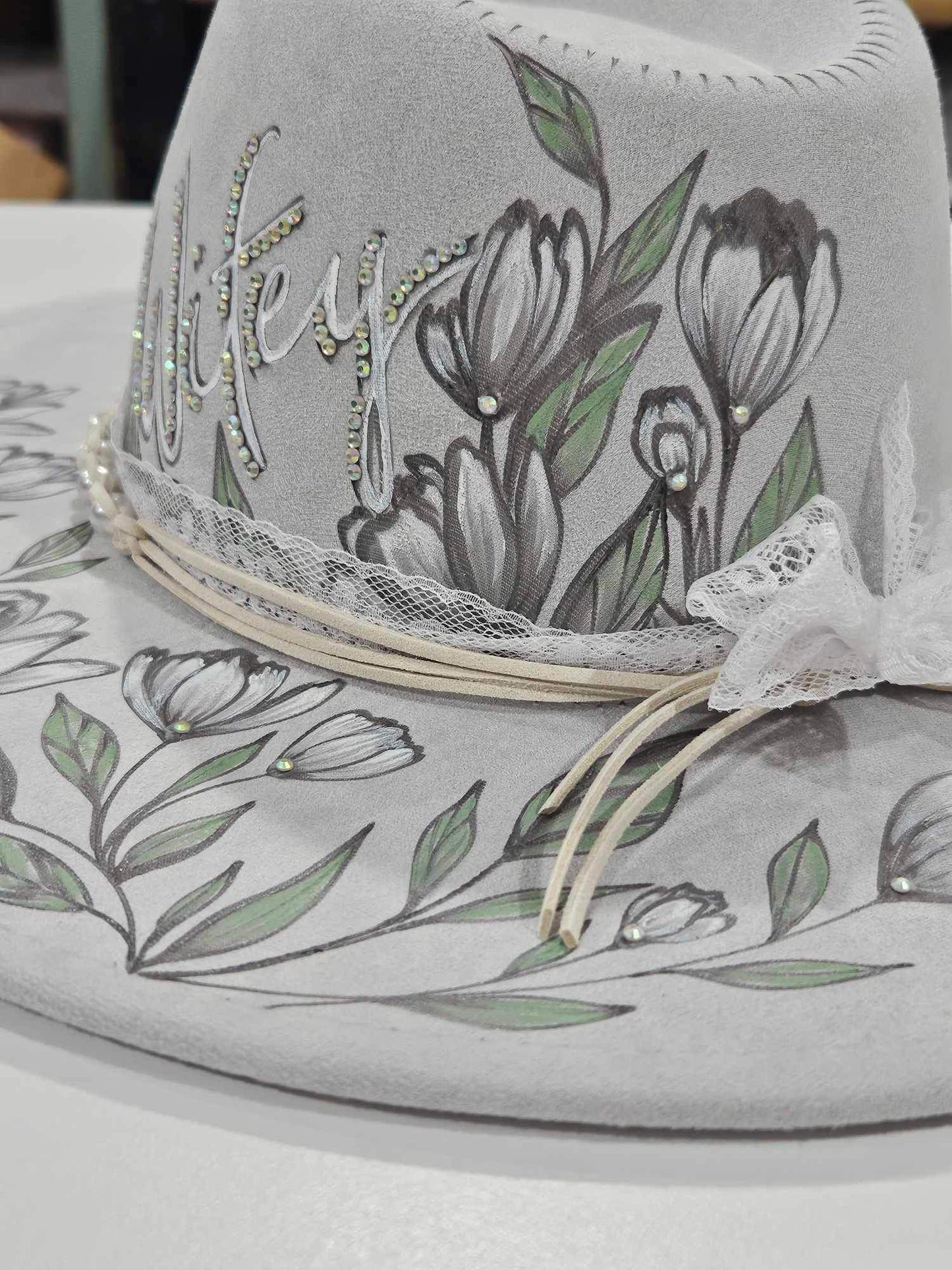 Wifey- Bridal Themed Burned Wide Brim Hat