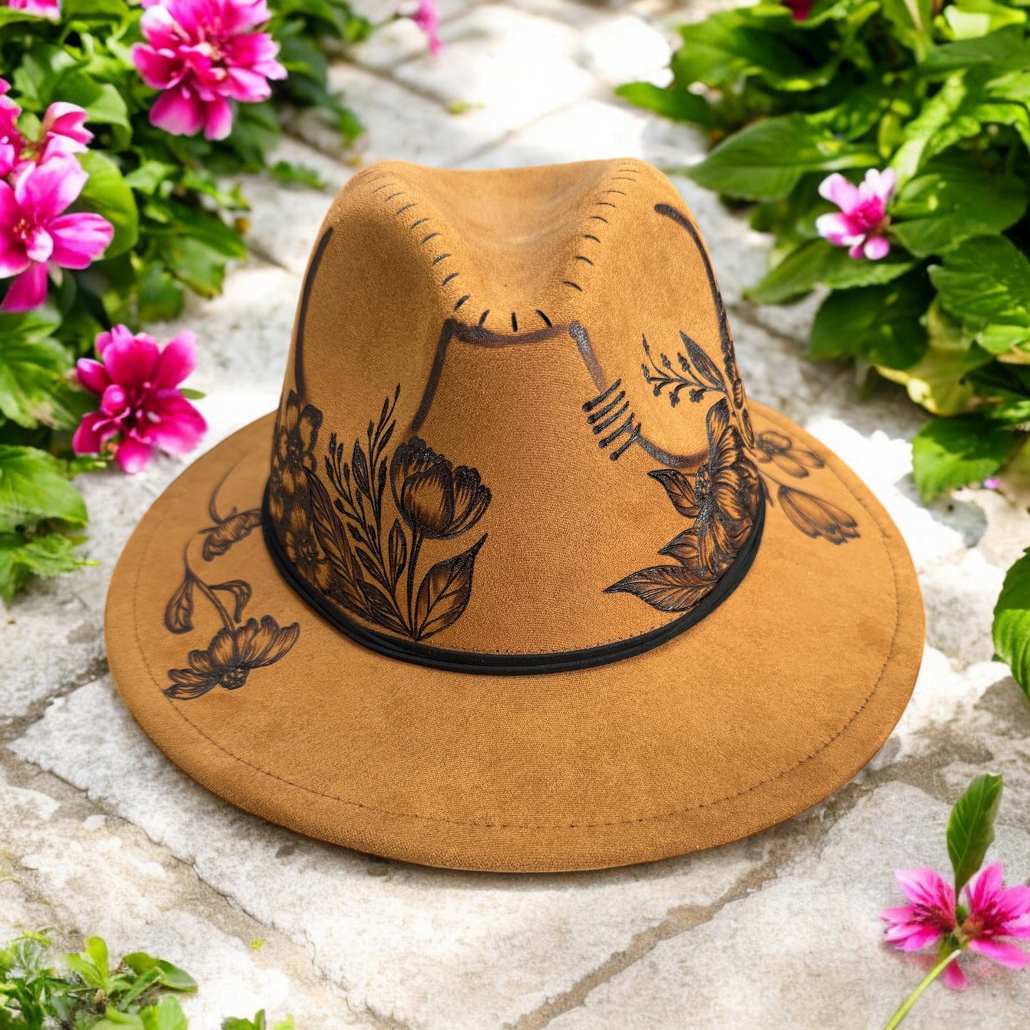 Flower Garden- Burned Small Brim Fedora