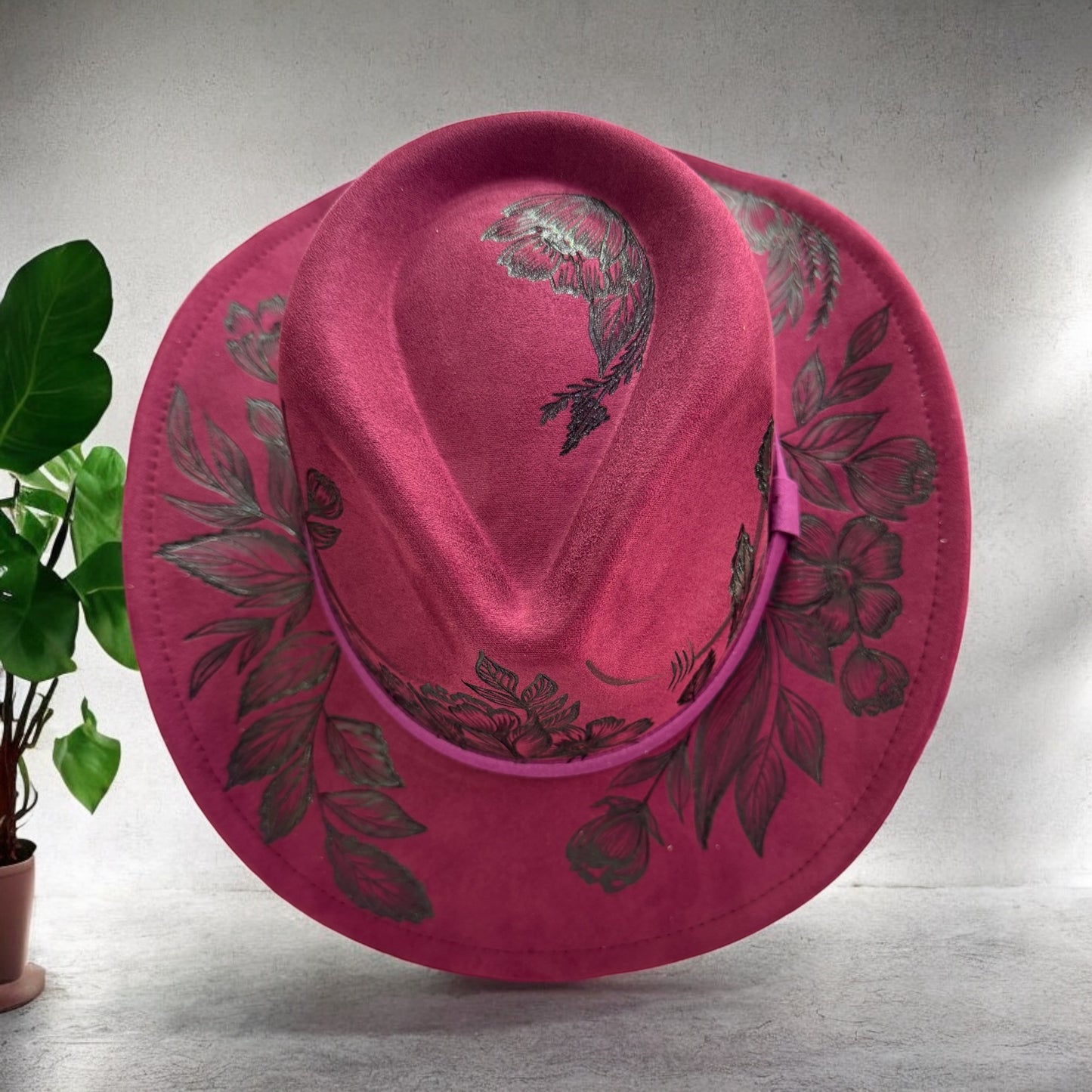 Magenta Petals - Burned Short Brim Cowboy