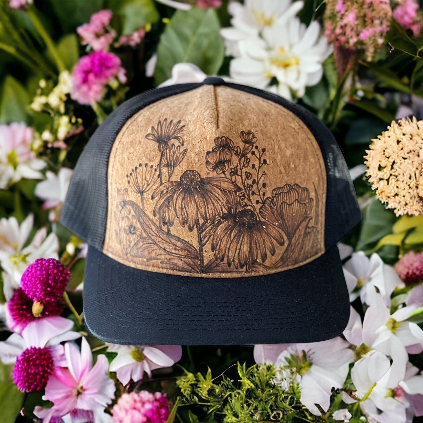 Wild Florals - Burned Cork Trucker Hat