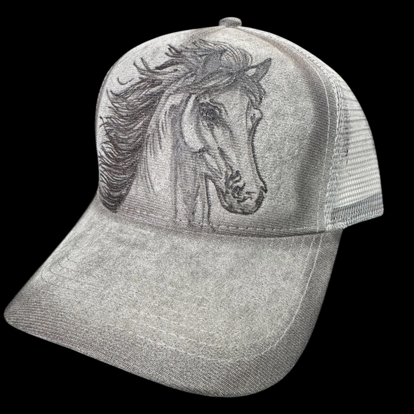 Beauty in the Mare- Burned Suede Trucker Hat