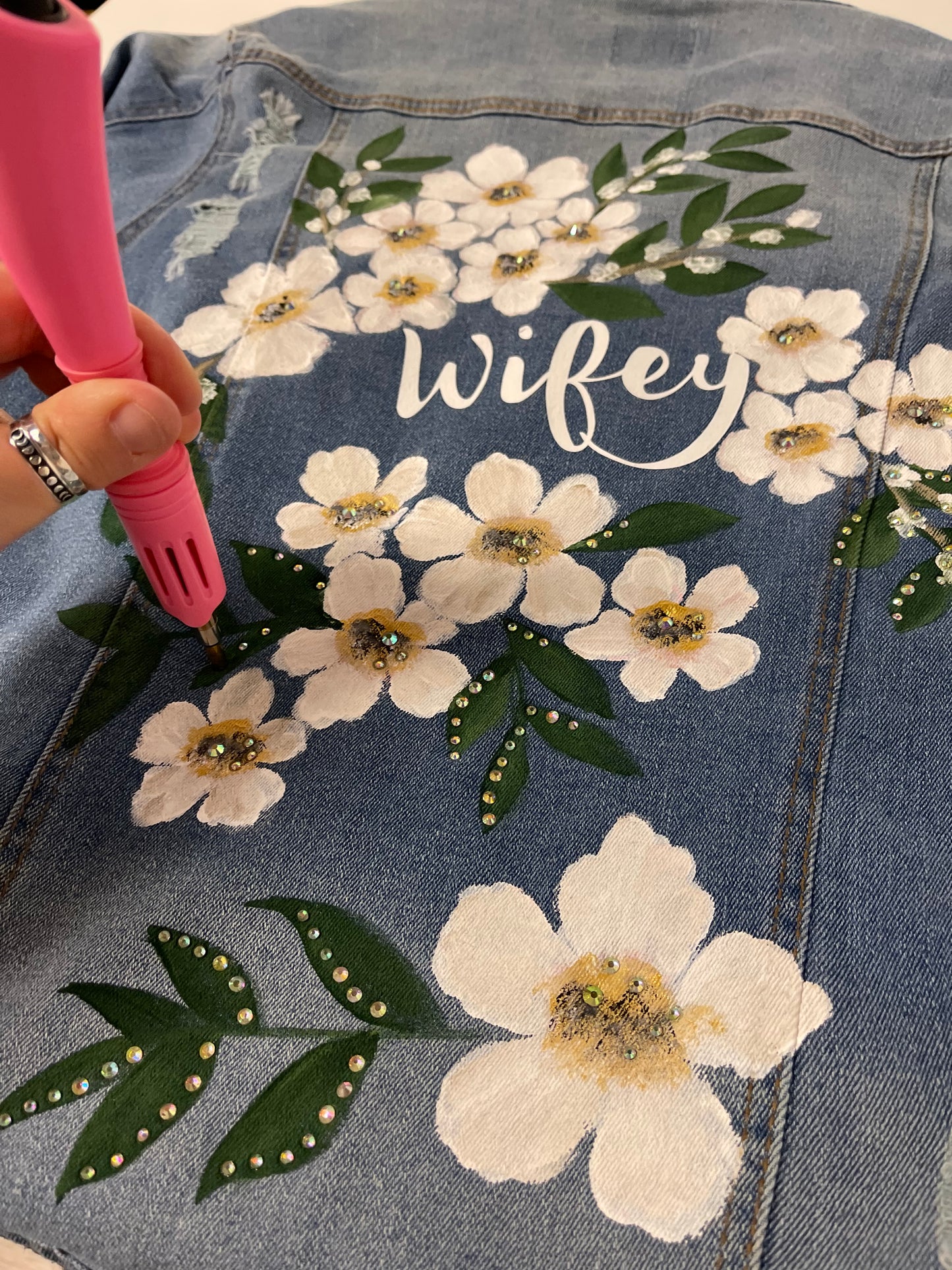 Wifey Denim Jacket - Handpainted
