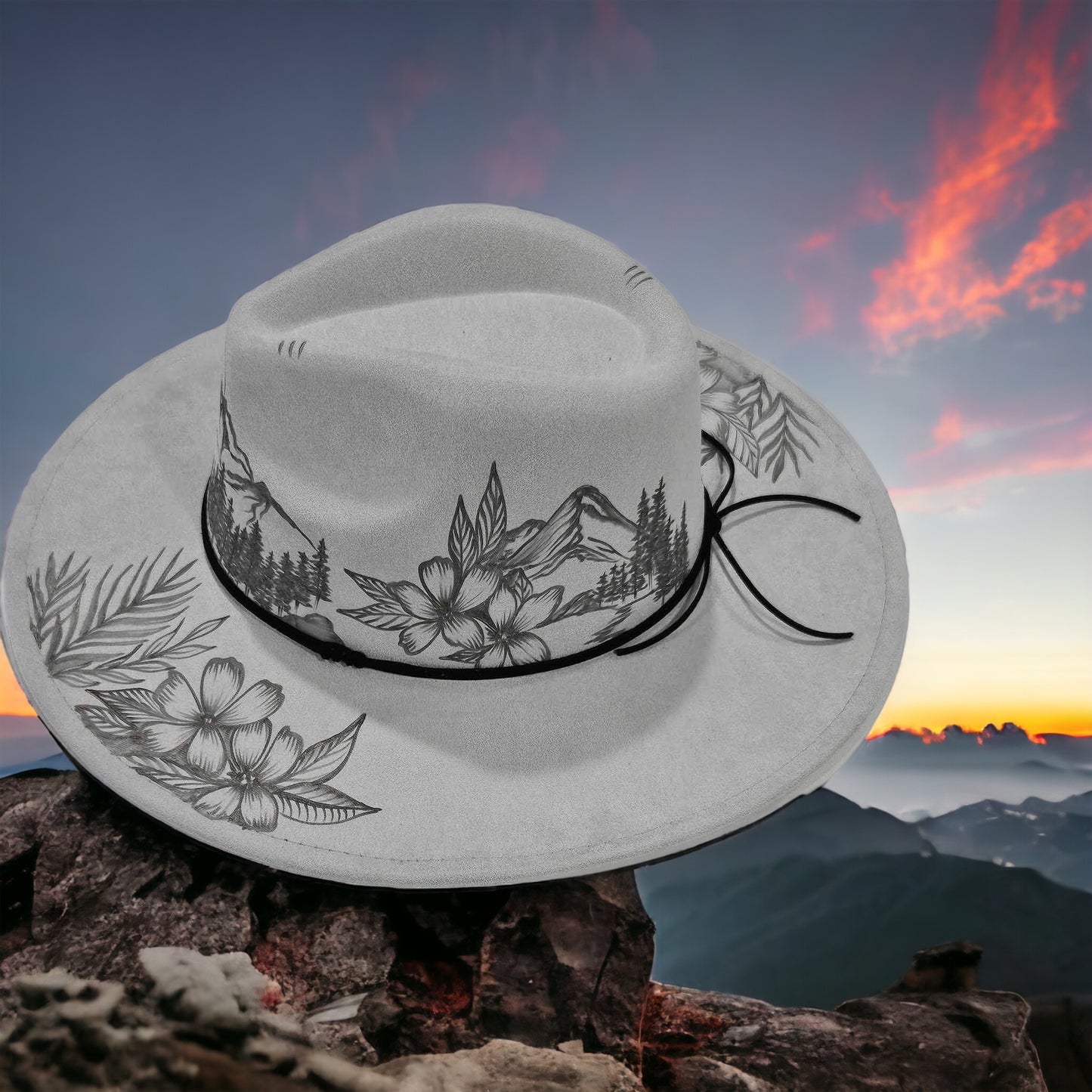 Platinum Plains - Grey Burned Wide Brim Hat