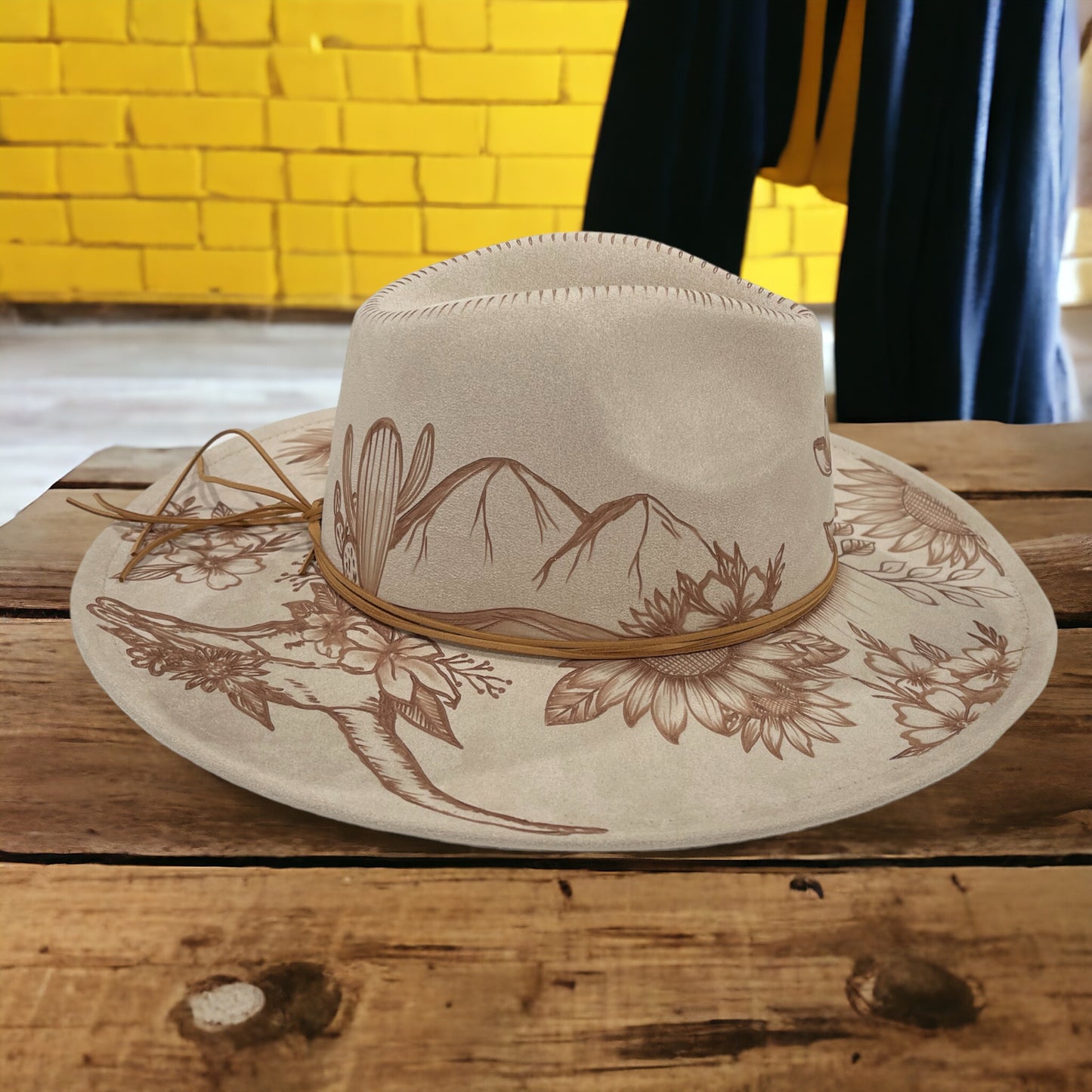Boho Luxe - Burned Wide Brim Hat