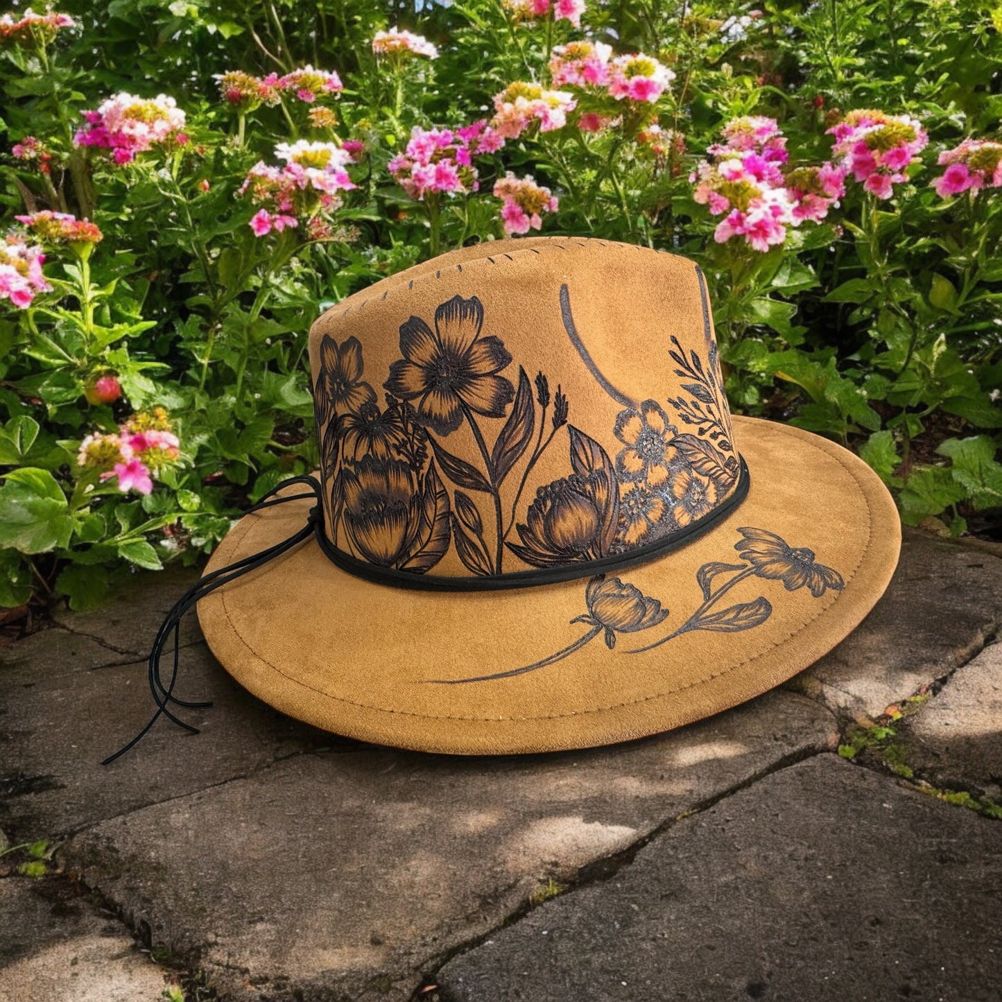 Flower Garden- Burned Small Brim Fedora