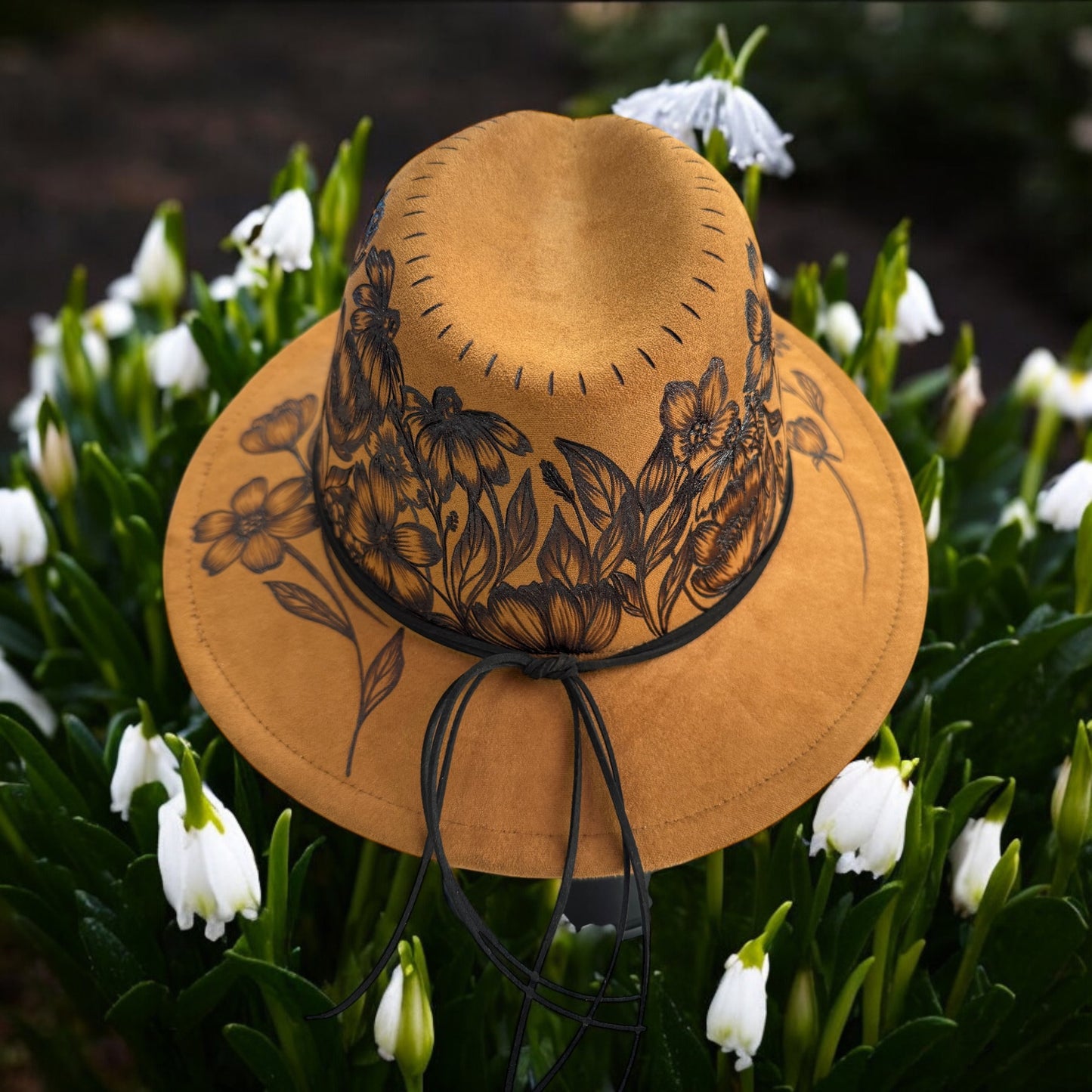 Flower Garden- Burned Small Brim Fedora