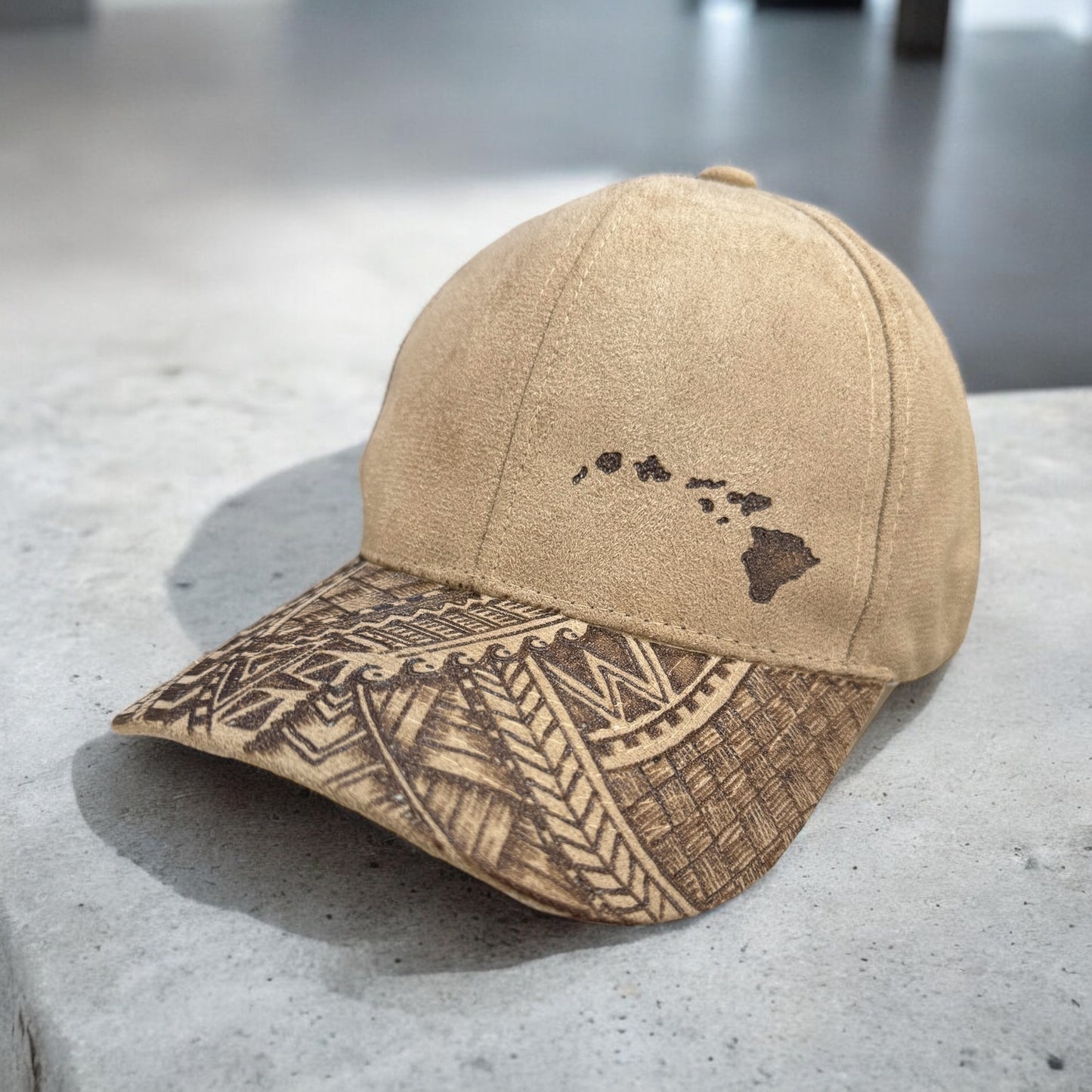 To the Islands - Tribal Burned Suede Baseball Cap