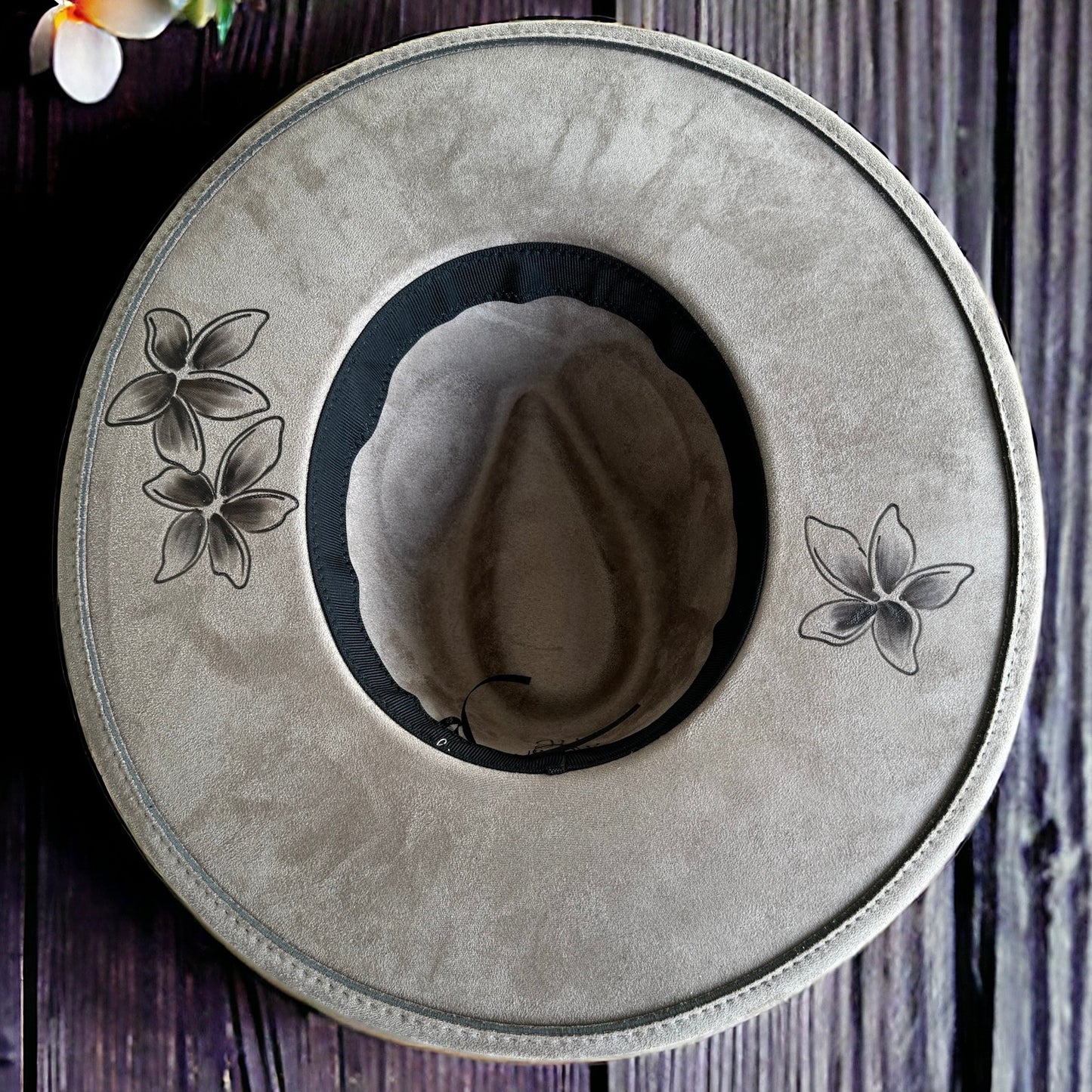 Lei Melia- Burned Wide Brim Hat in Grey