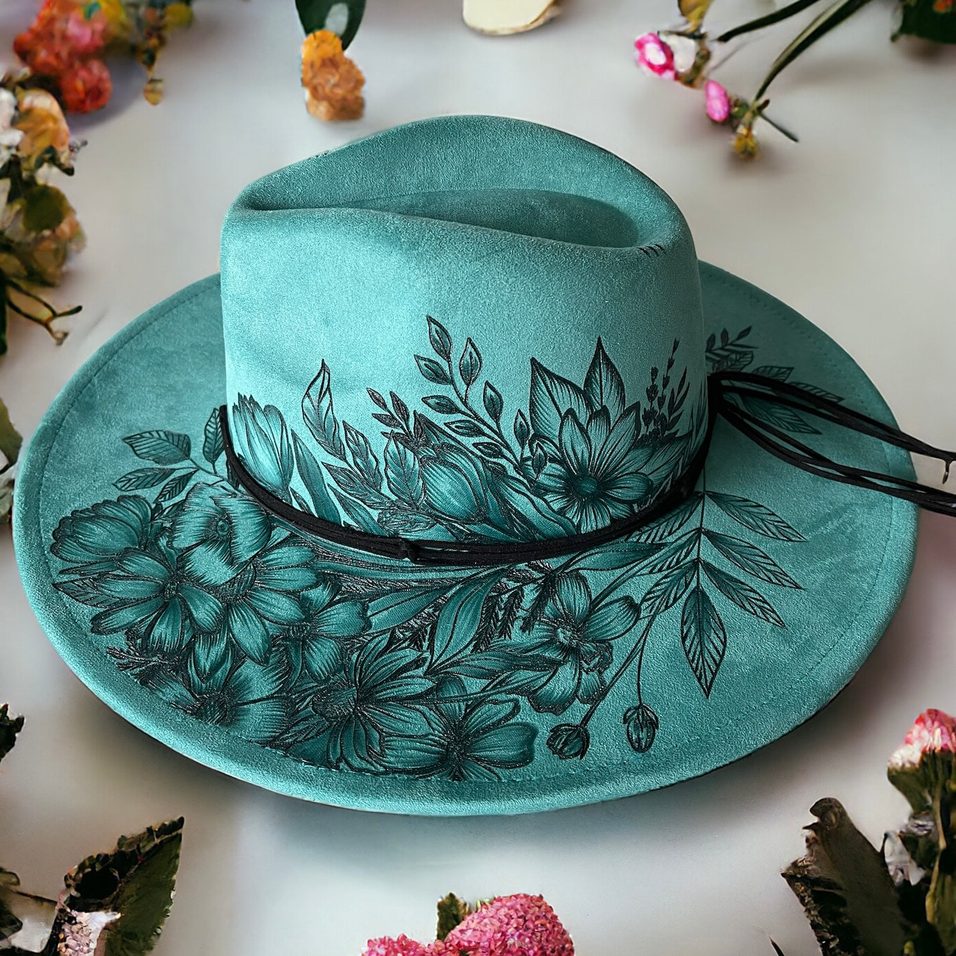 Indigo Fields - Burned Wide Brim Hat