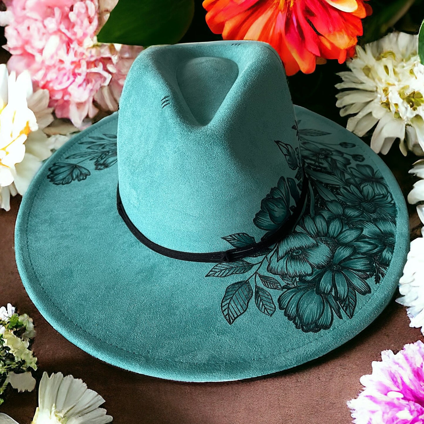 Indigo Fields - Burned Wide Brim Hat