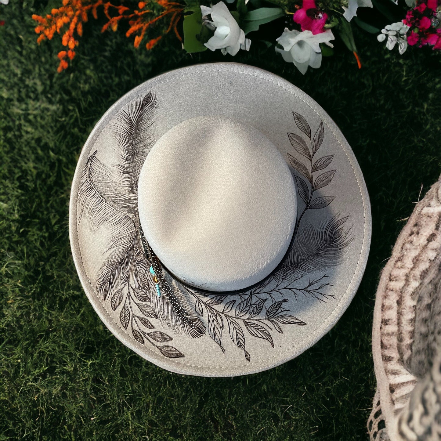 Feathers & Tumbleweeds - Burned Bolero Style Hat