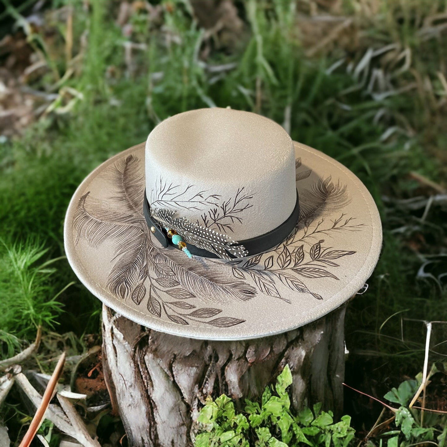 Feathers & Tumbleweeds - Burned Bolero Style Hat