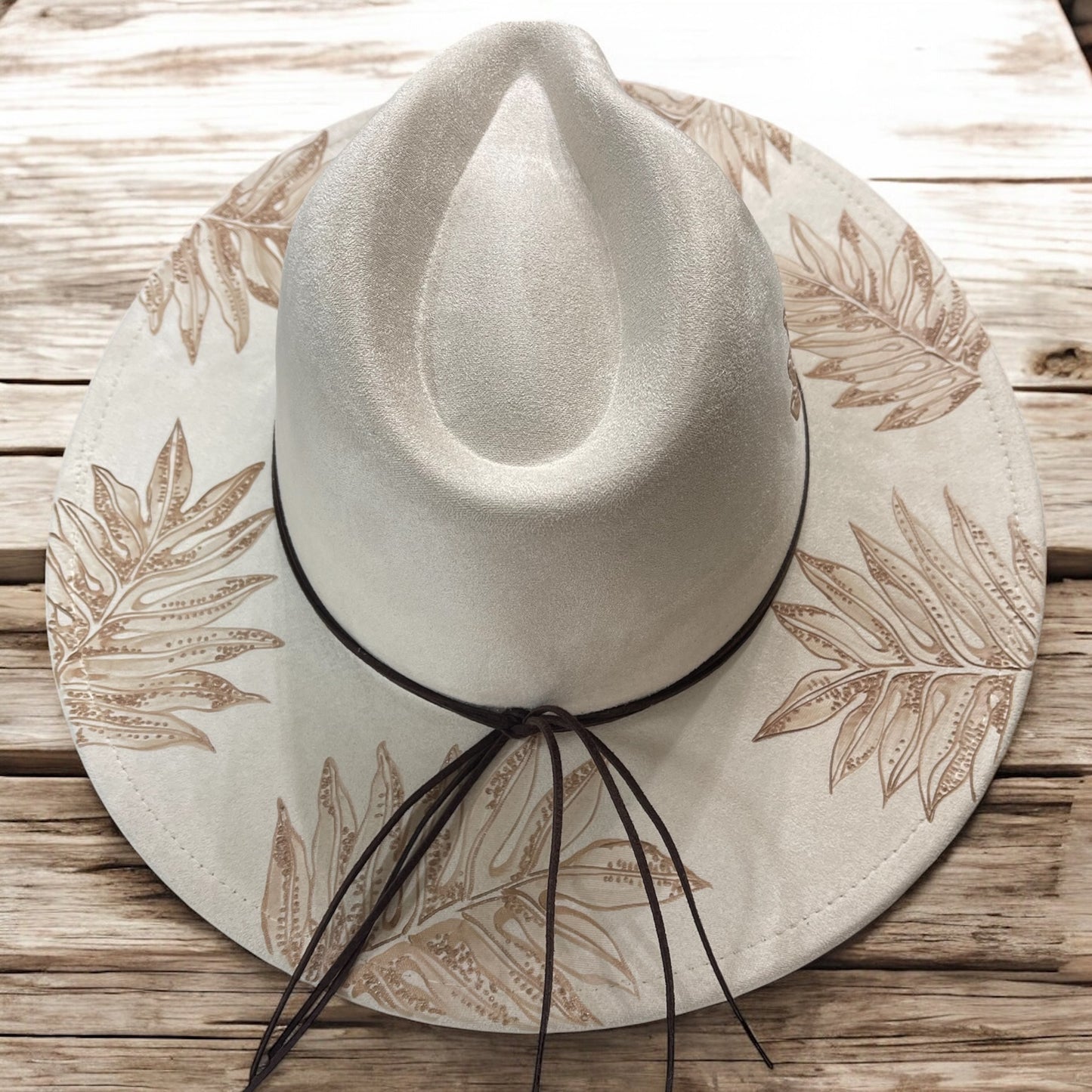 Laua’e Fern - Burned Wide Brim Hat