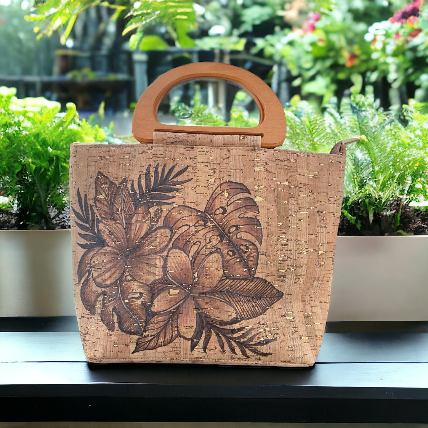 Day Trip Florals - Burned Cork Handbag