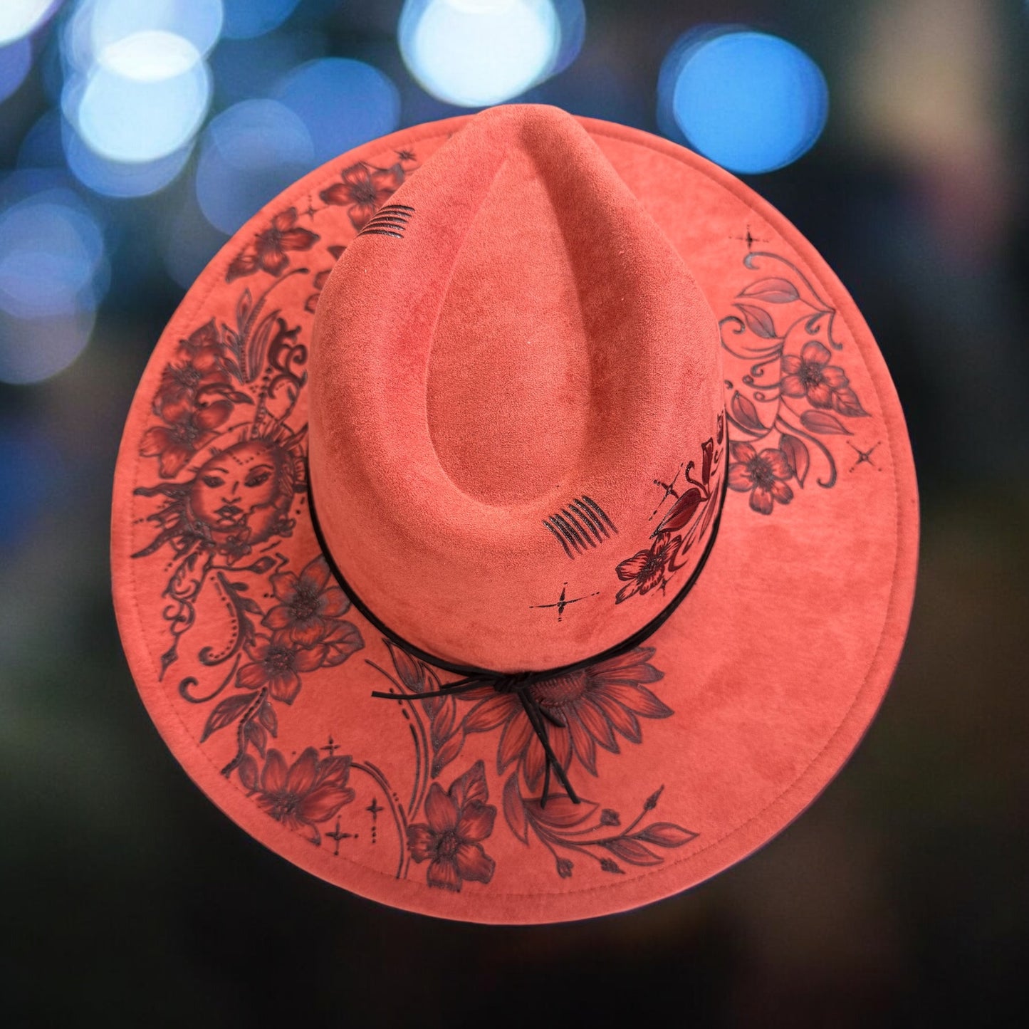 Lunar Bloom - Burned Wide Brim Hat