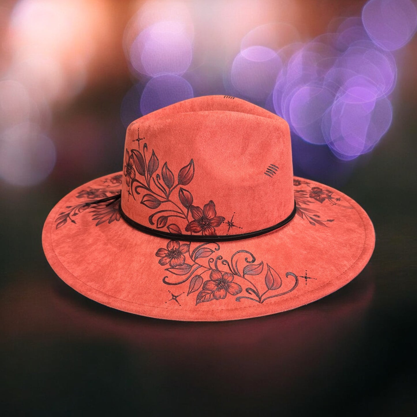 Lunar Bloom - Burned Wide Brim Hat
