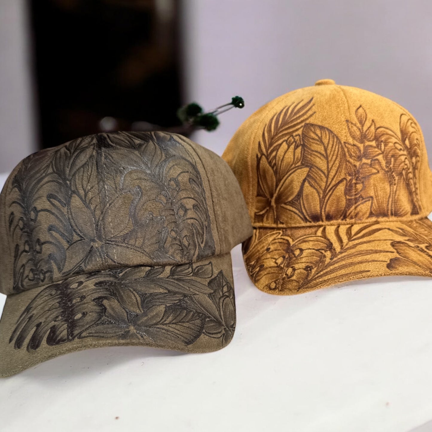 Lush Greens - Burned Suede Baseball Style Hat