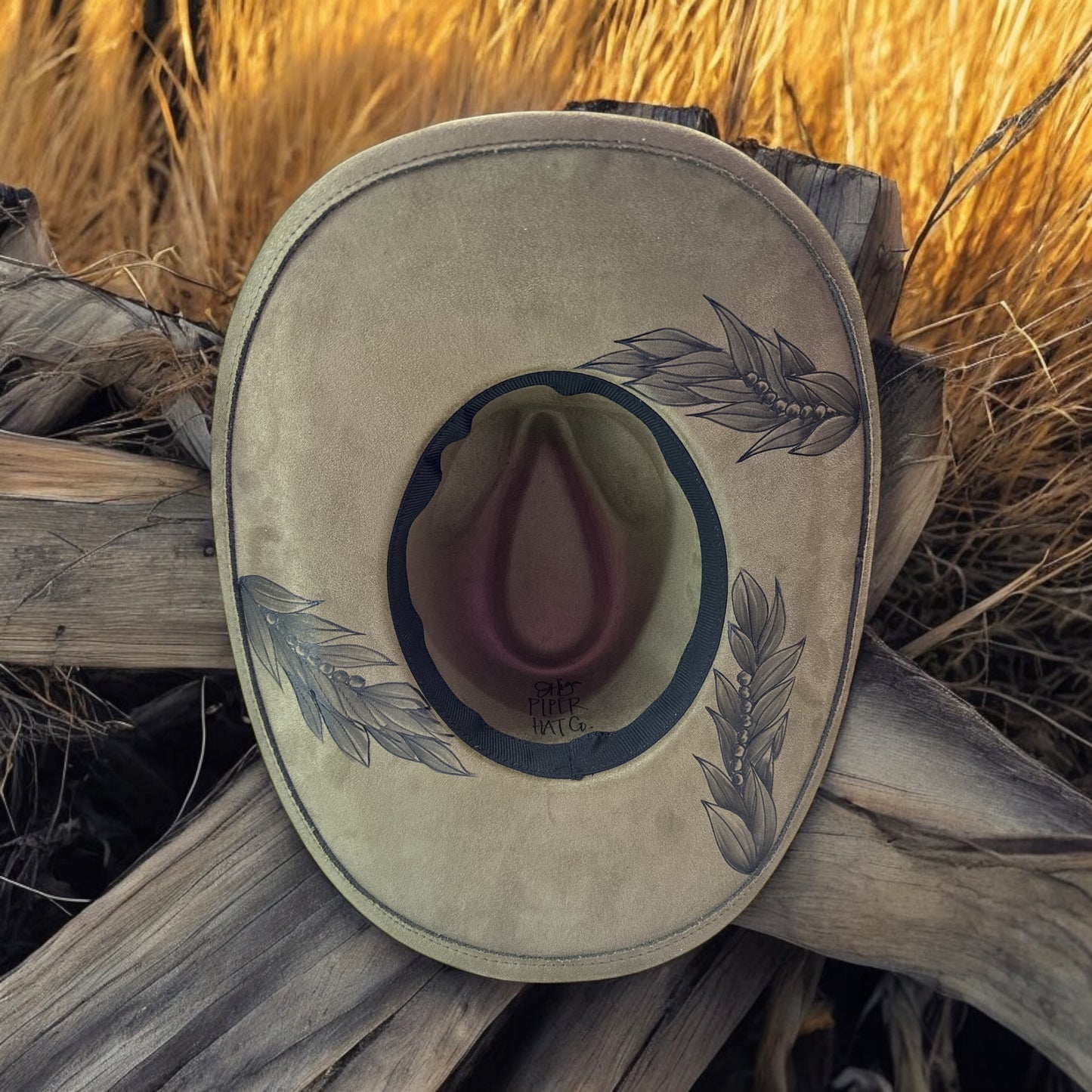 Lei Mokihana & Maile - Burned Cowboy (Swoop) Hat