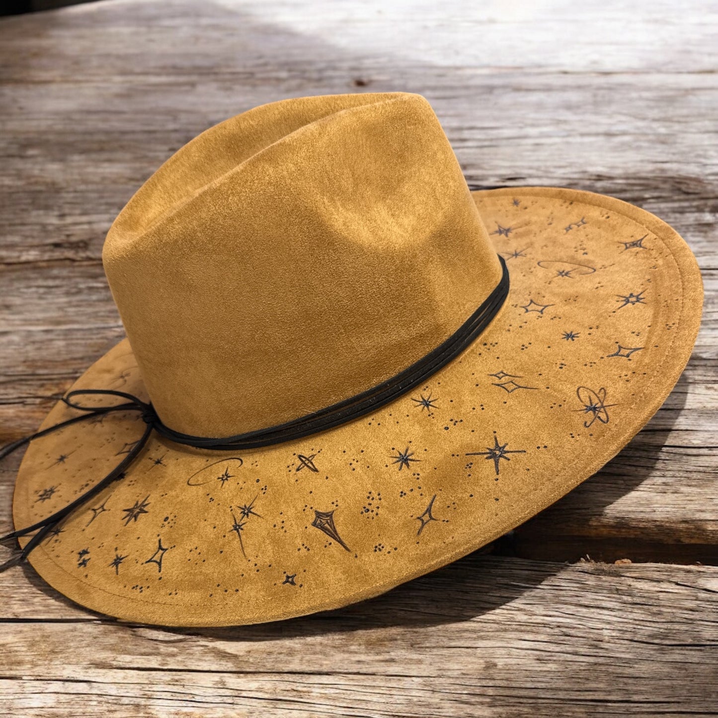 Stargazer- Burned Wide Brim Hat