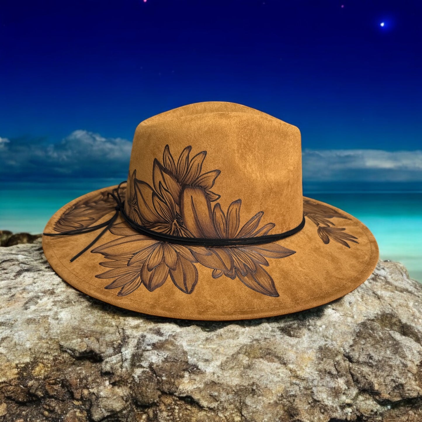 Naupaka Kahakai - Burned Wide Brim Hat