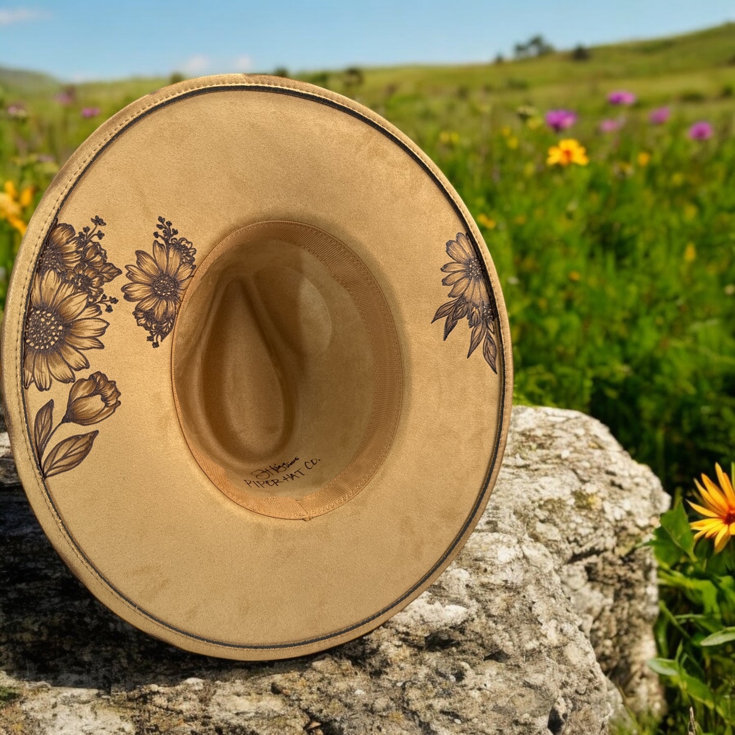 Feather Play - Burned Wide Brim Hat