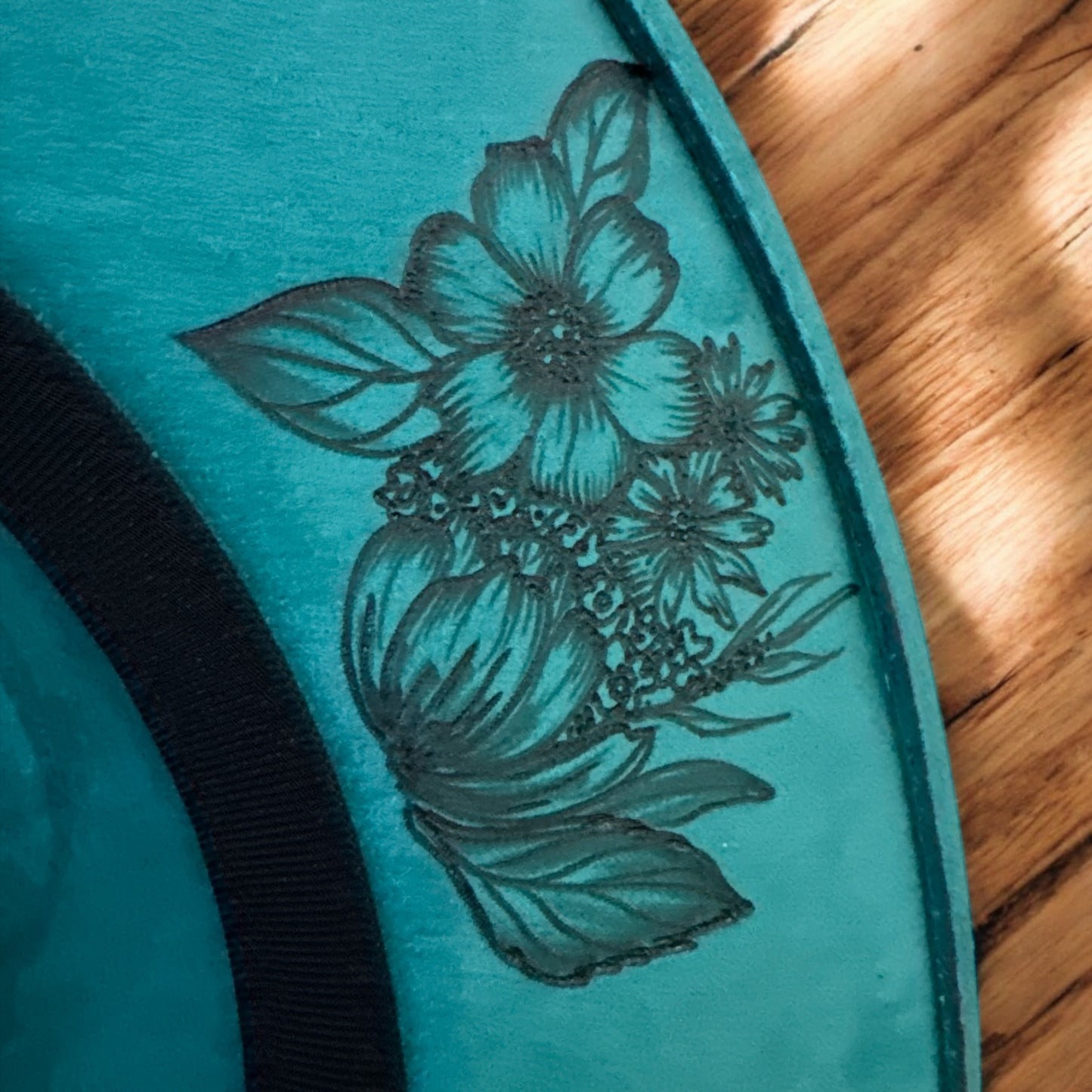 Wildflowers in Teal - Burned Wide Brim Hat