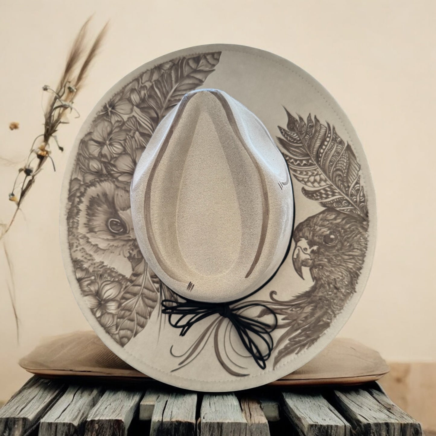 Feathers & Flight - Burned Wide Brim Hat