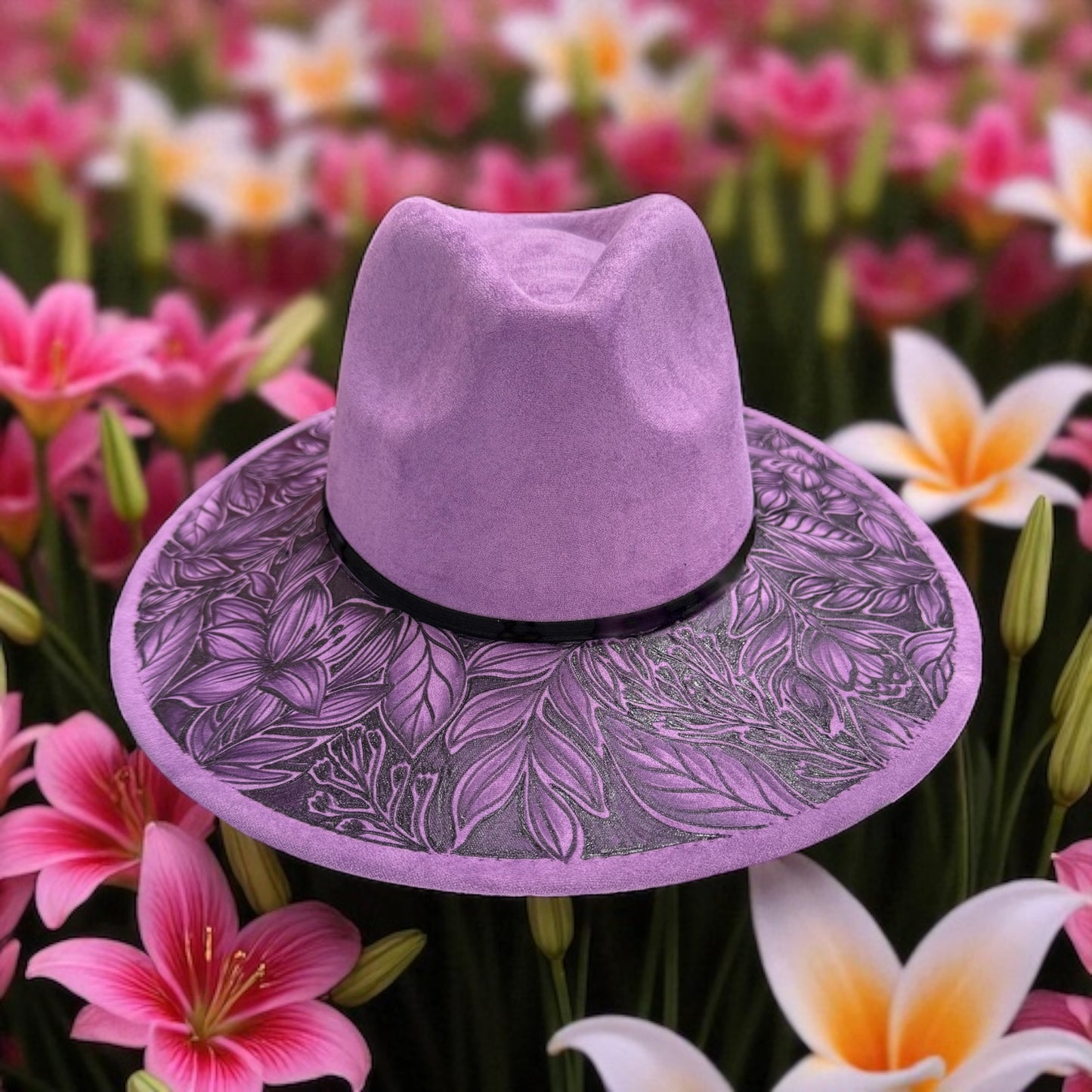 Lily - Burned Wide Brim Hat
