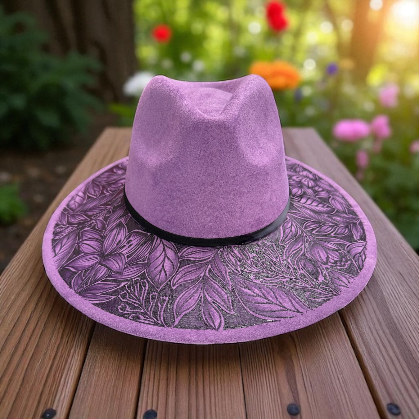 Lily - Burned Wide Brim Hat