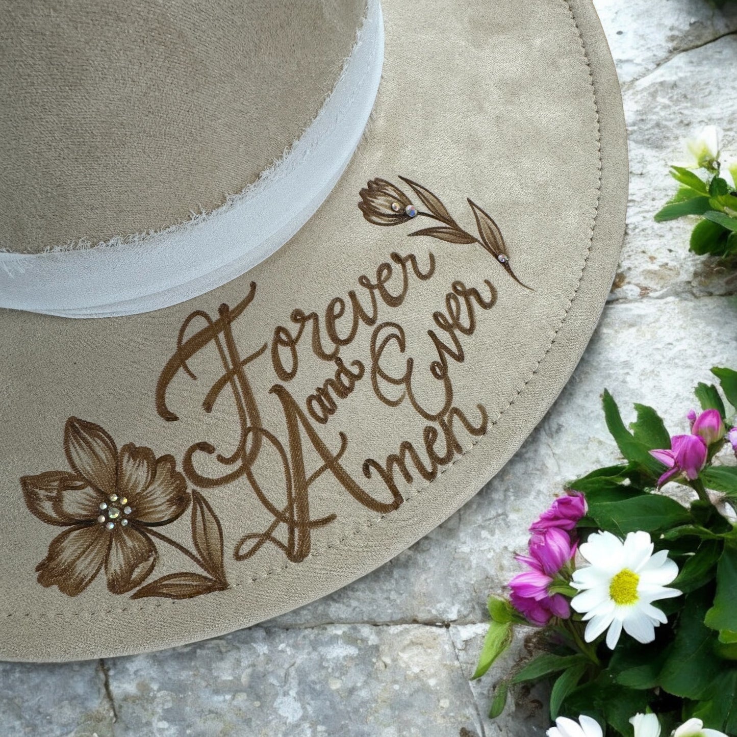Forever & Ever... Burned Wide Brim Hat