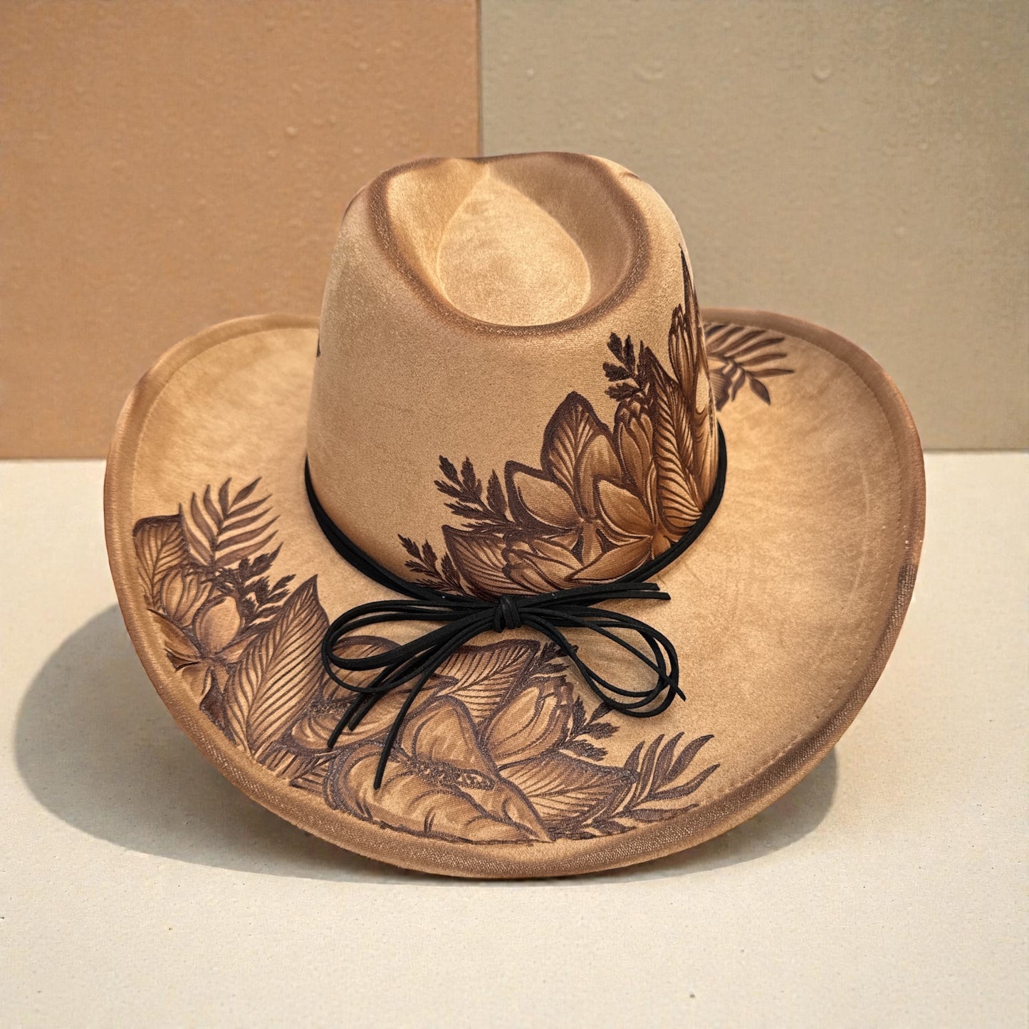 Anthurium & Petals - Burned Cowboy Hat