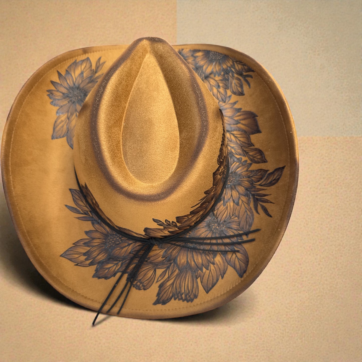 She's a Sunflower- Burned Cowboy Hat