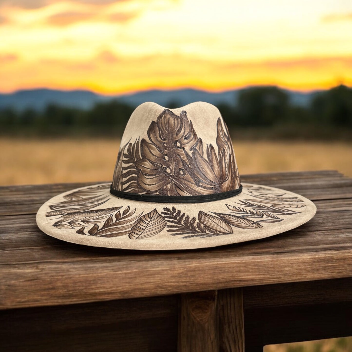 In the Shade - Burned Wide Brim Hat