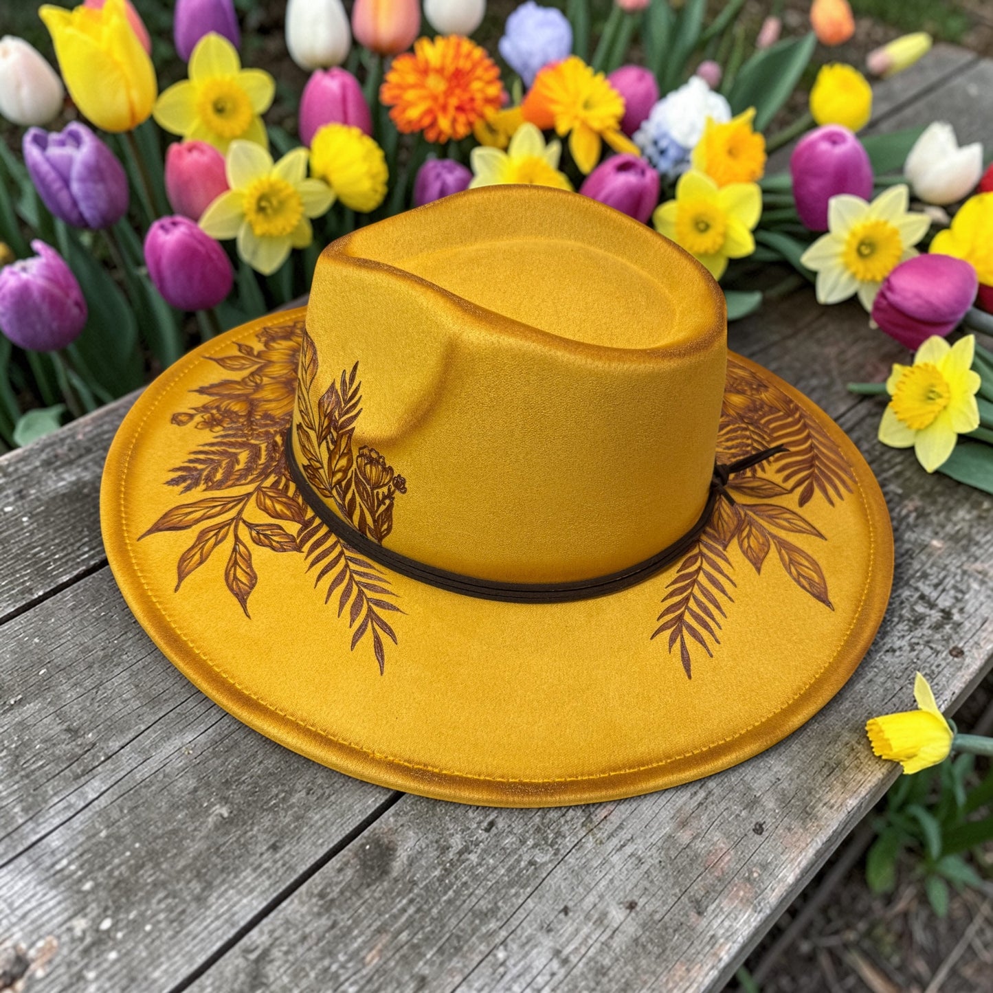 Fine Petals - Burned Rancher Wide Brim