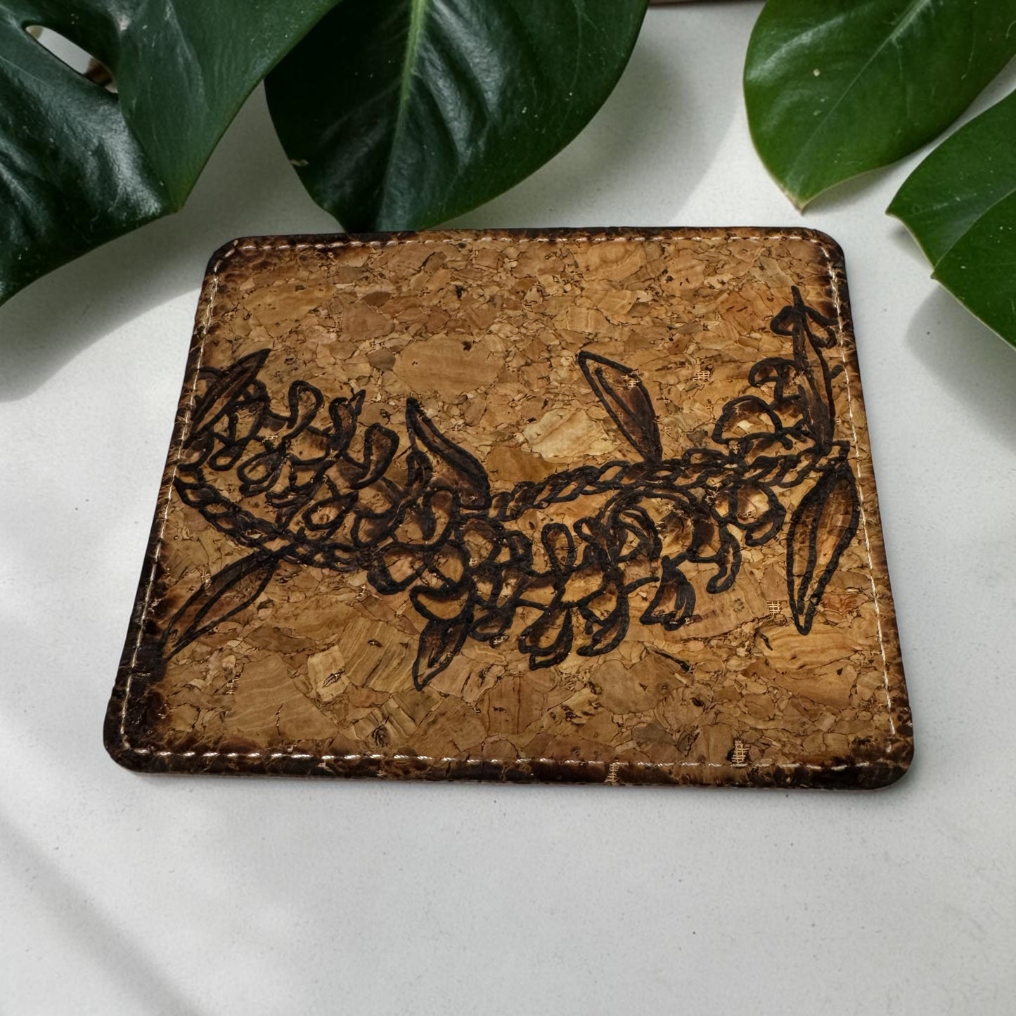 Burned Cork Card Holder