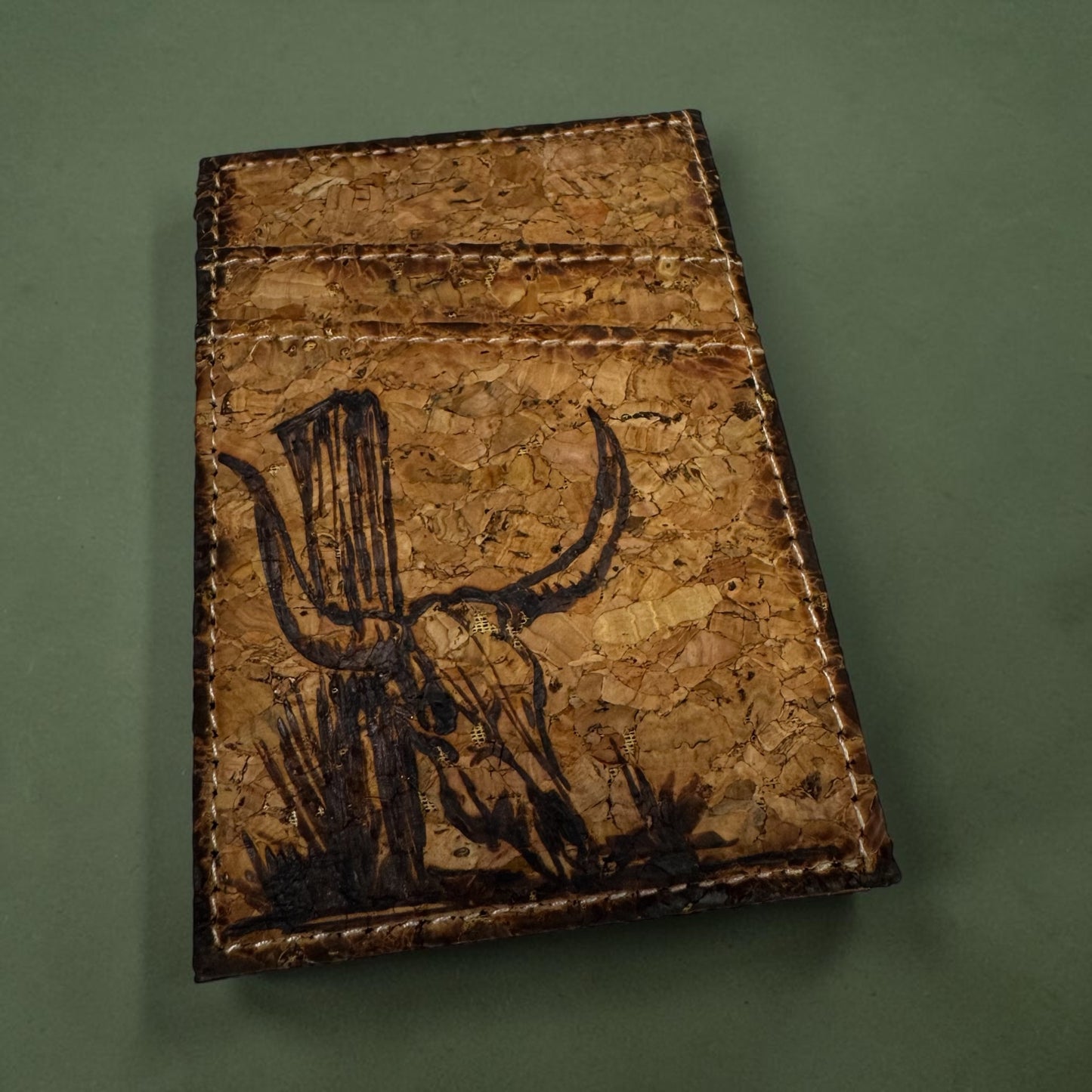 Burned Cork Card Holder