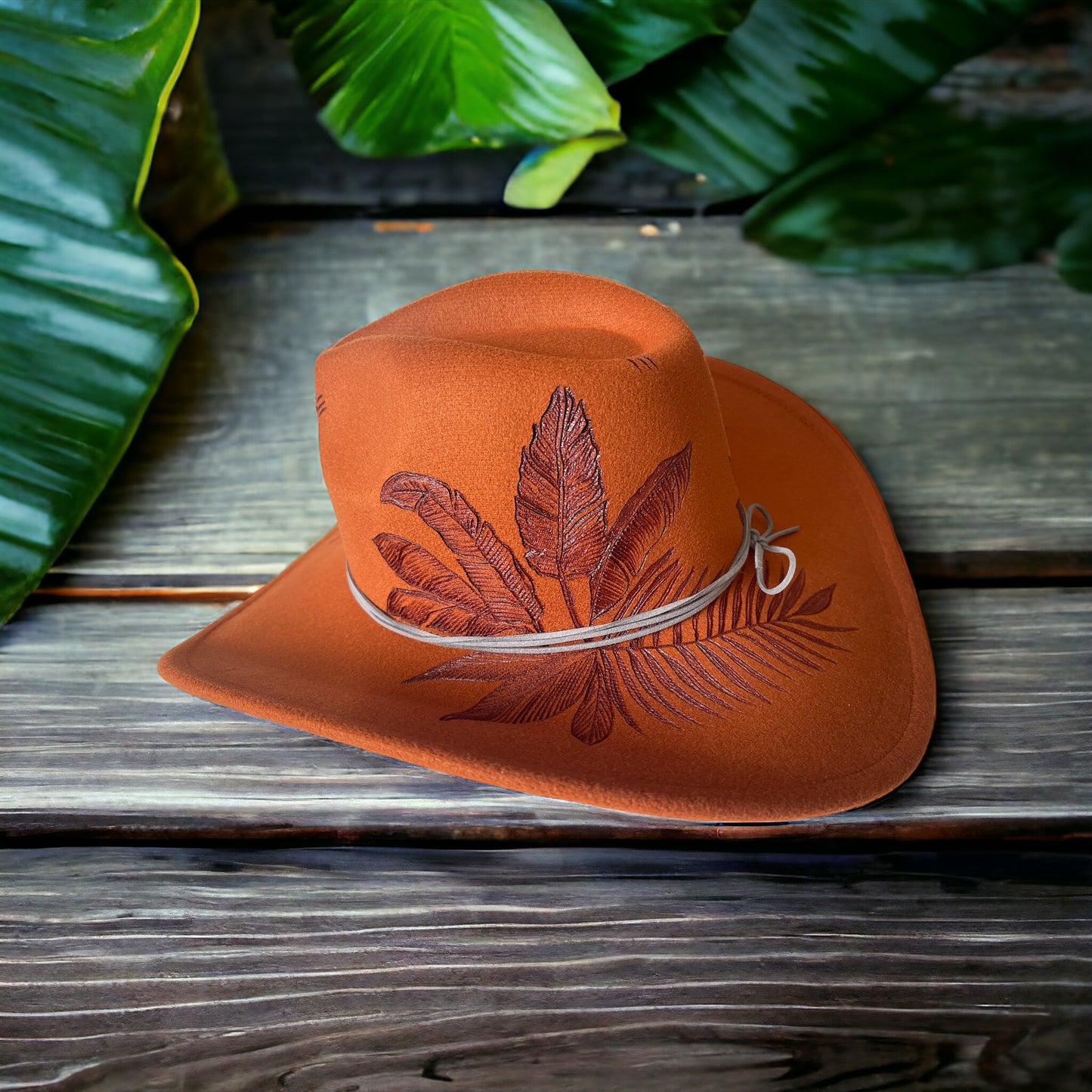 Rustic Garden - Burned Cowboy Style Hat