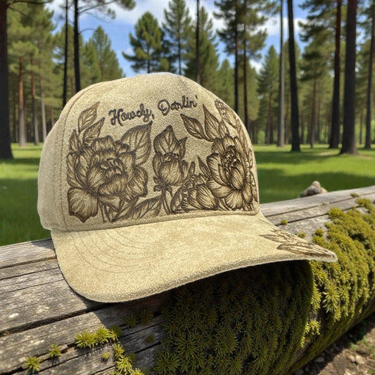 Peony Cowgirl - Burned Premium Suede Snapback  - Khaki