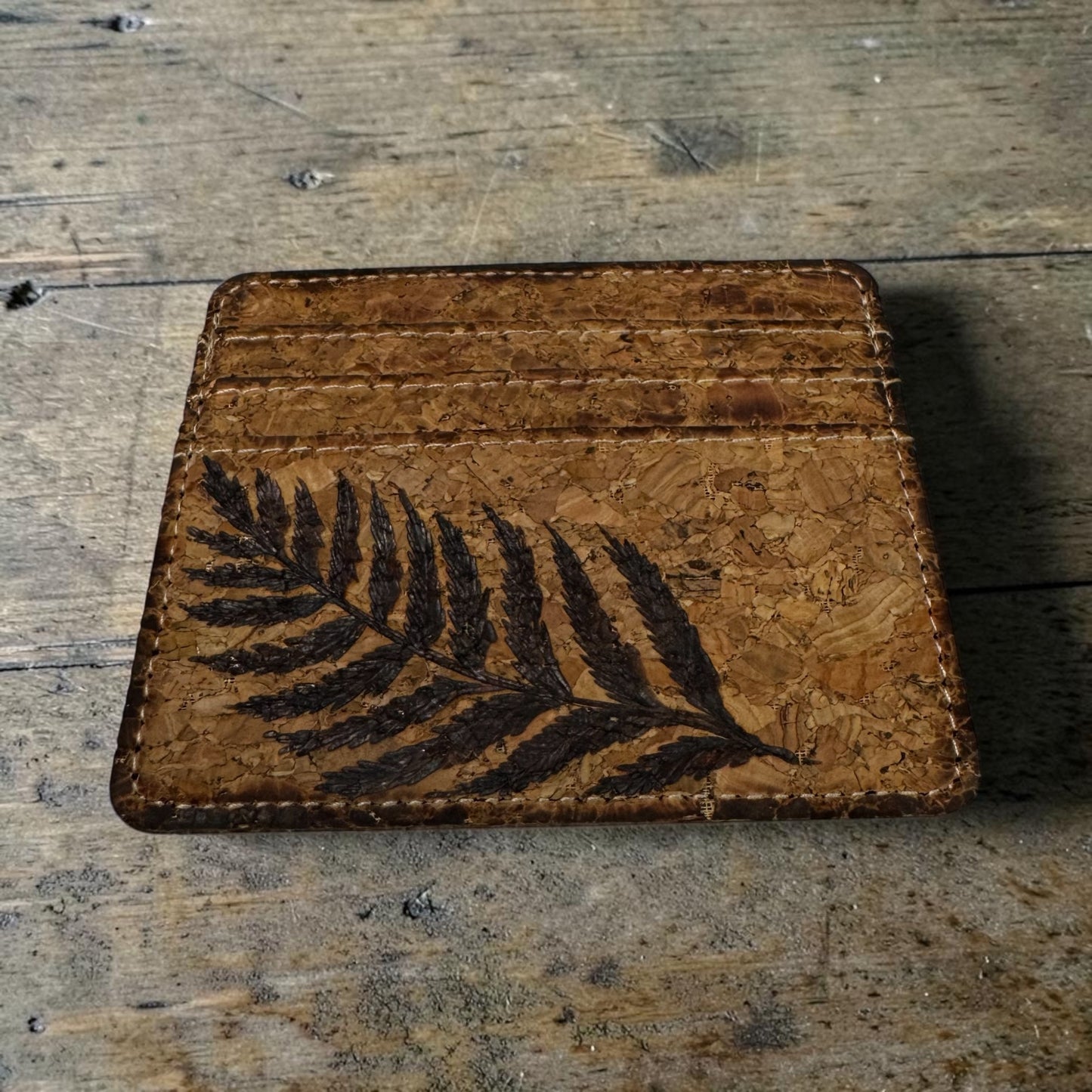 Burned Cork Card Holder
