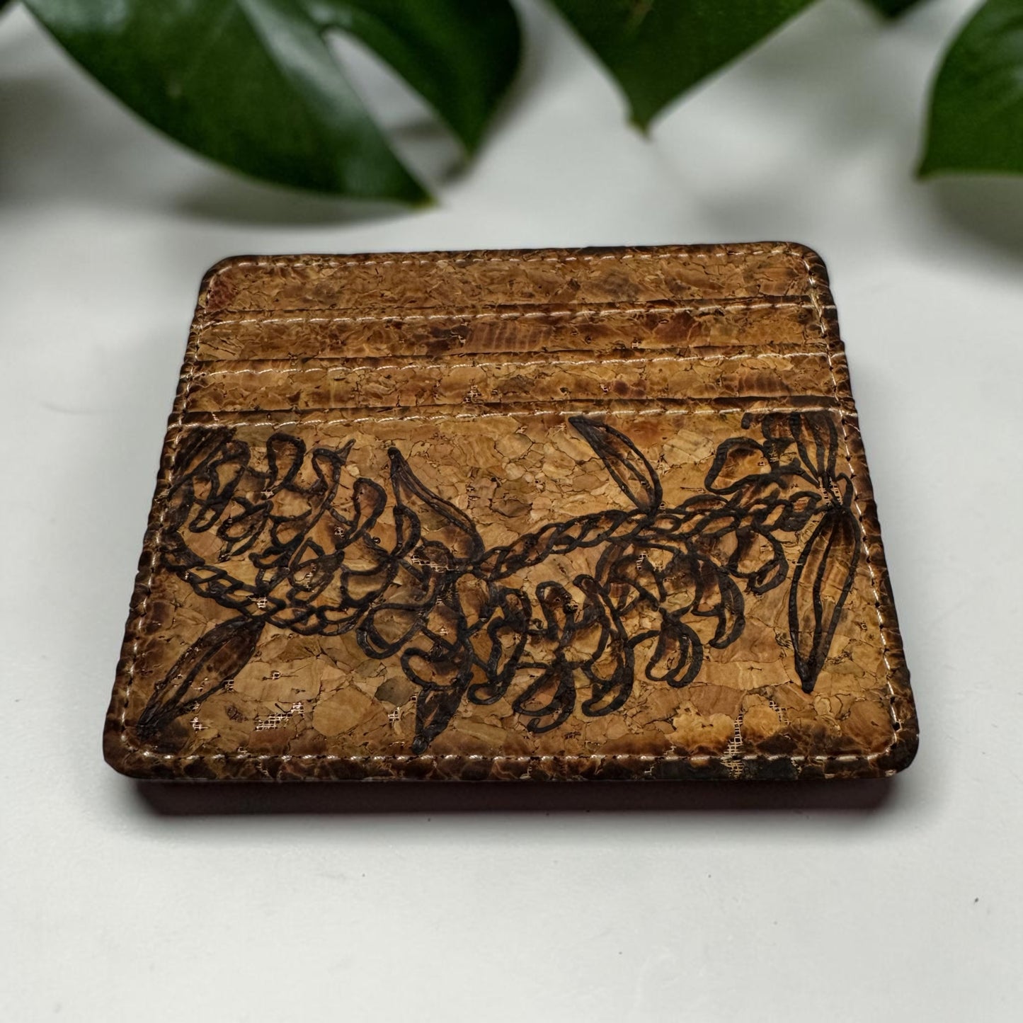 Burned Cork Card Holder