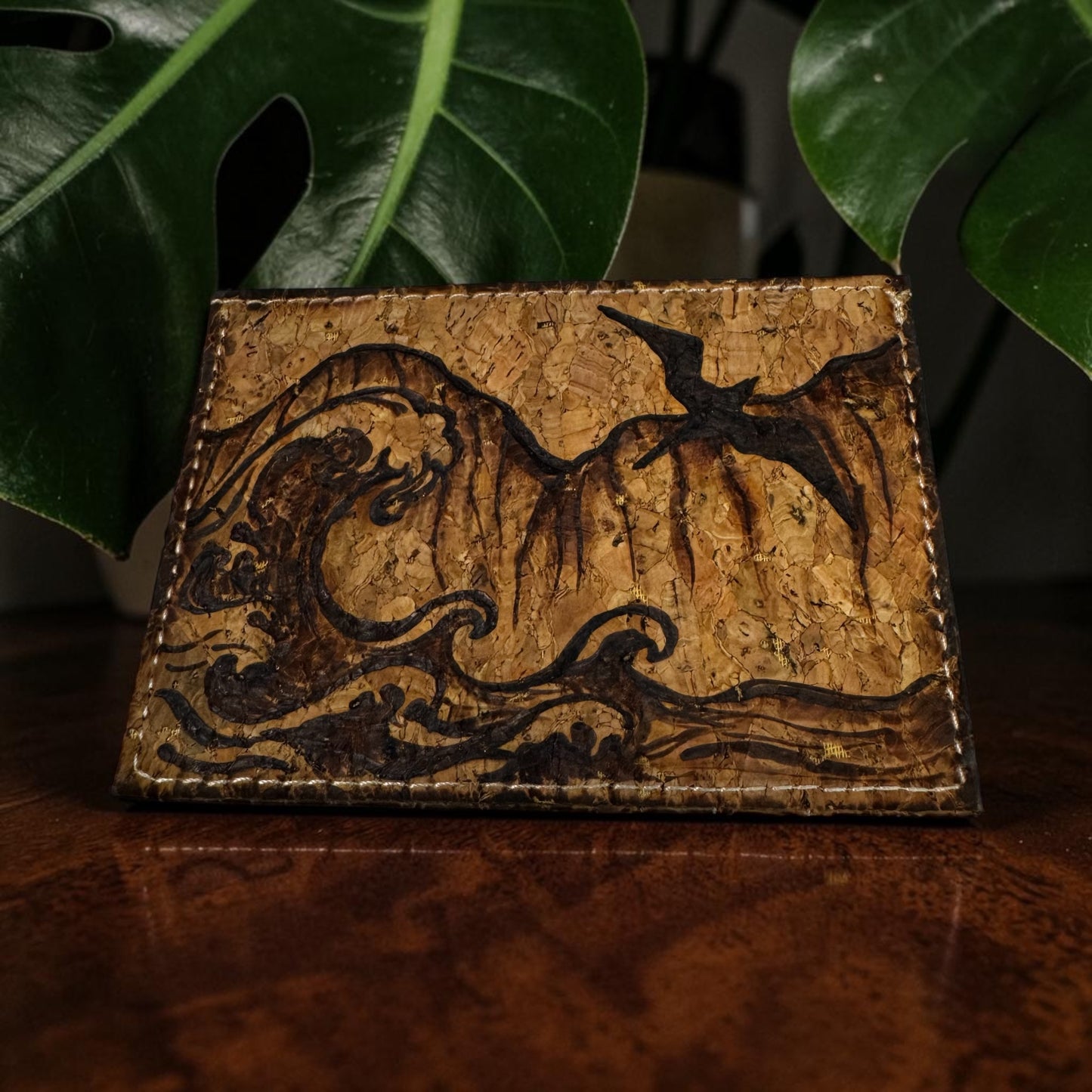 Burned Cork Card Holder