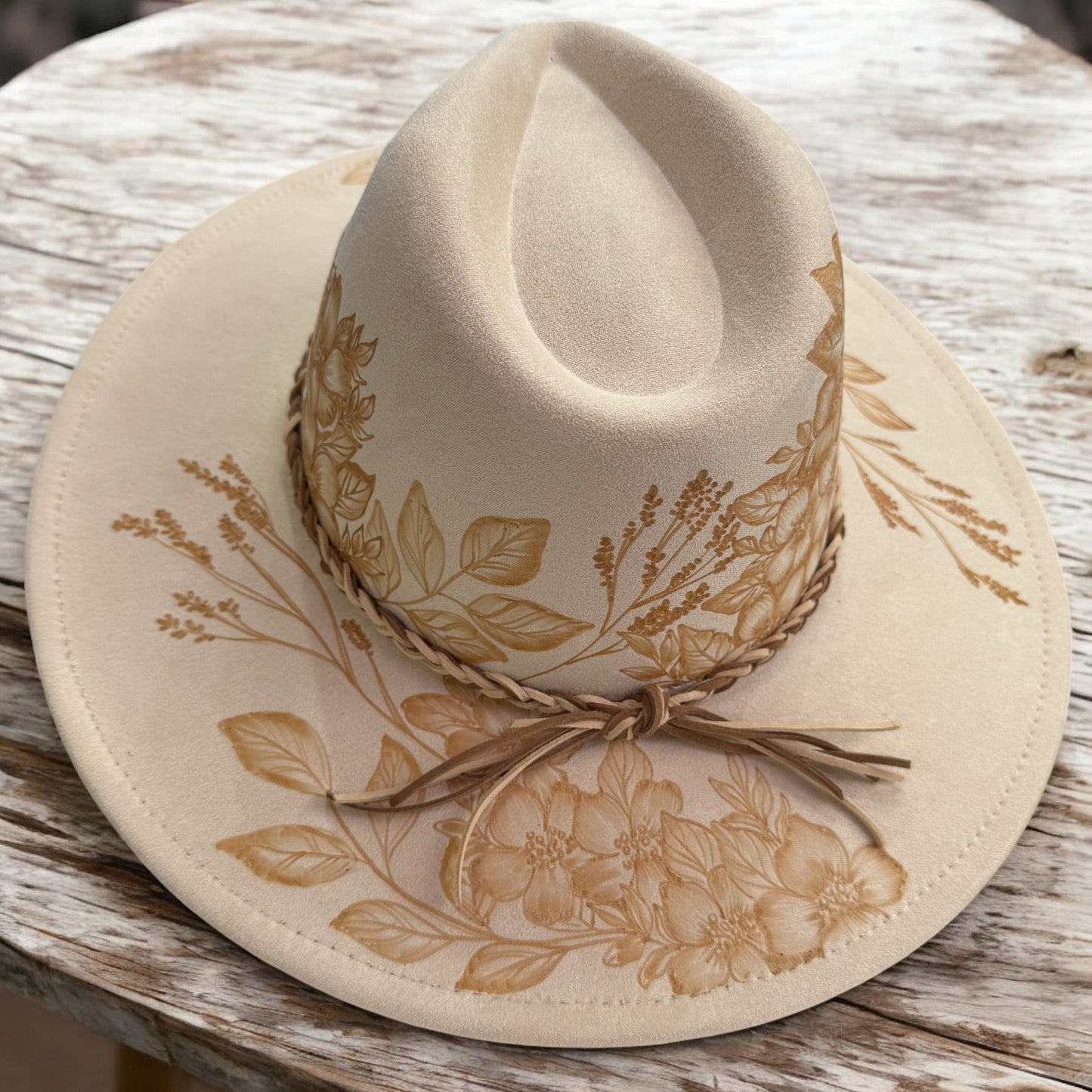 Jasmine - Burned Wide Brim Hat