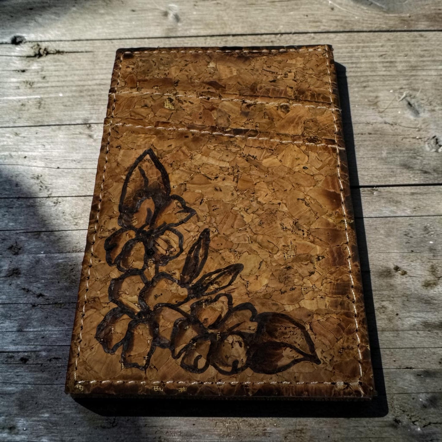 Burned Cork Card Holder