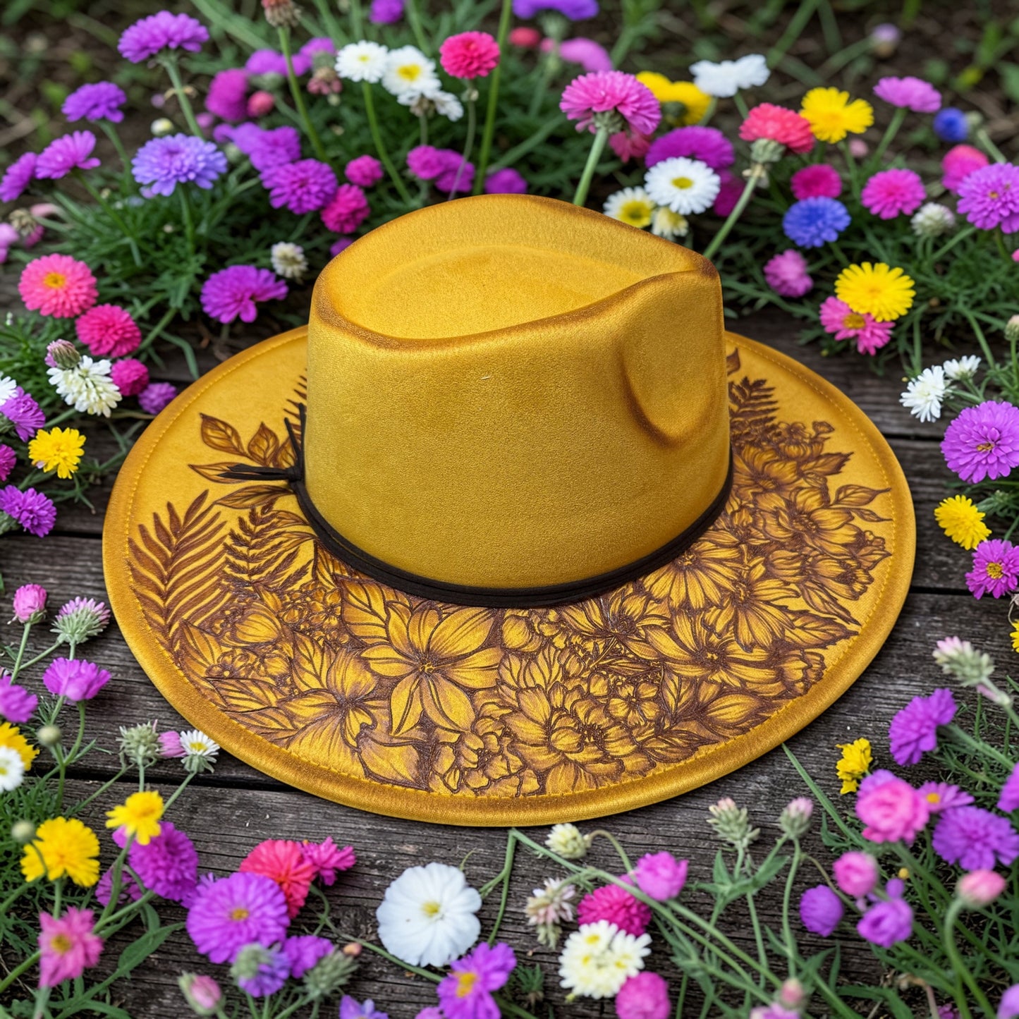 Fine Petals - Burned Rancher Wide Brim