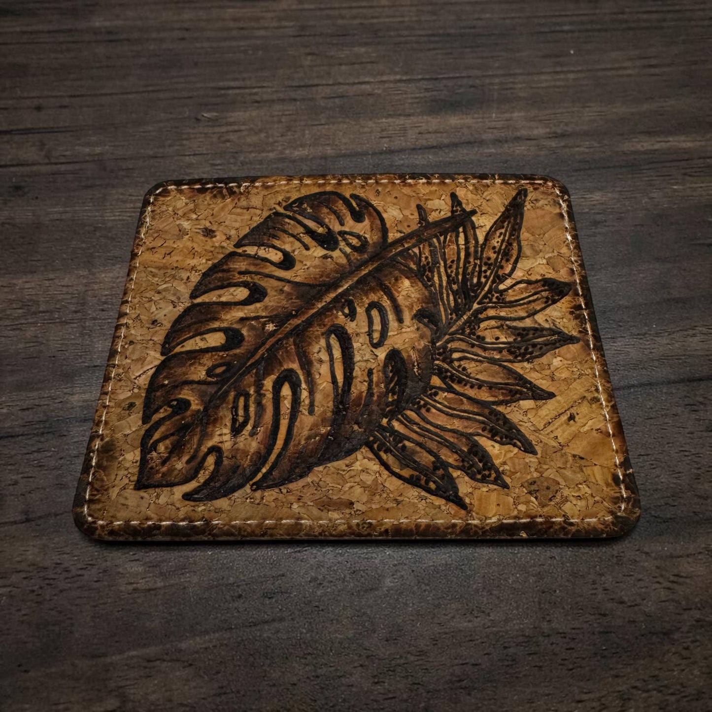 Burned Cork Card Holder