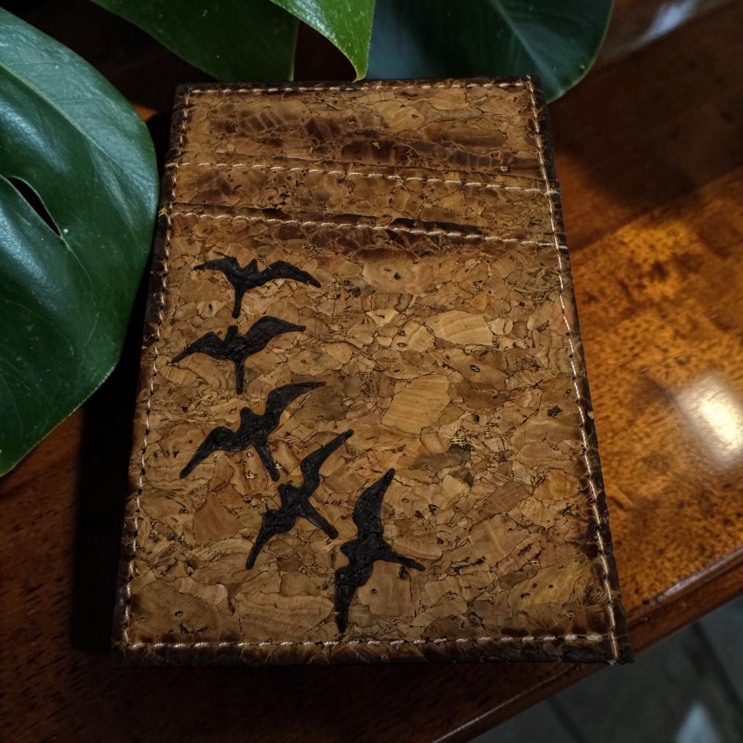 Burned Cork Card Holder